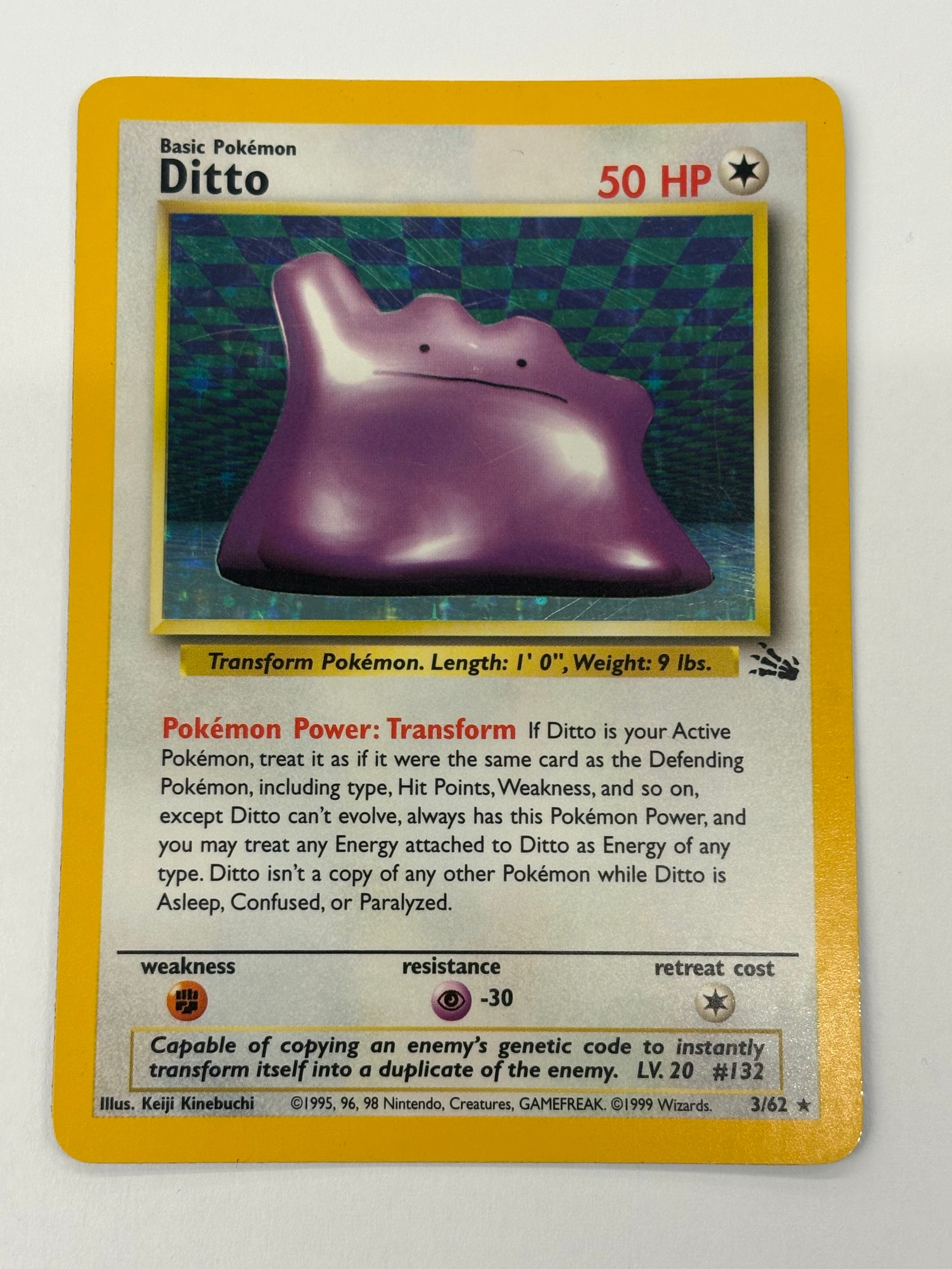 Pokémon TCG - Fossil Unlimited Ditto Holo 3/62 LP