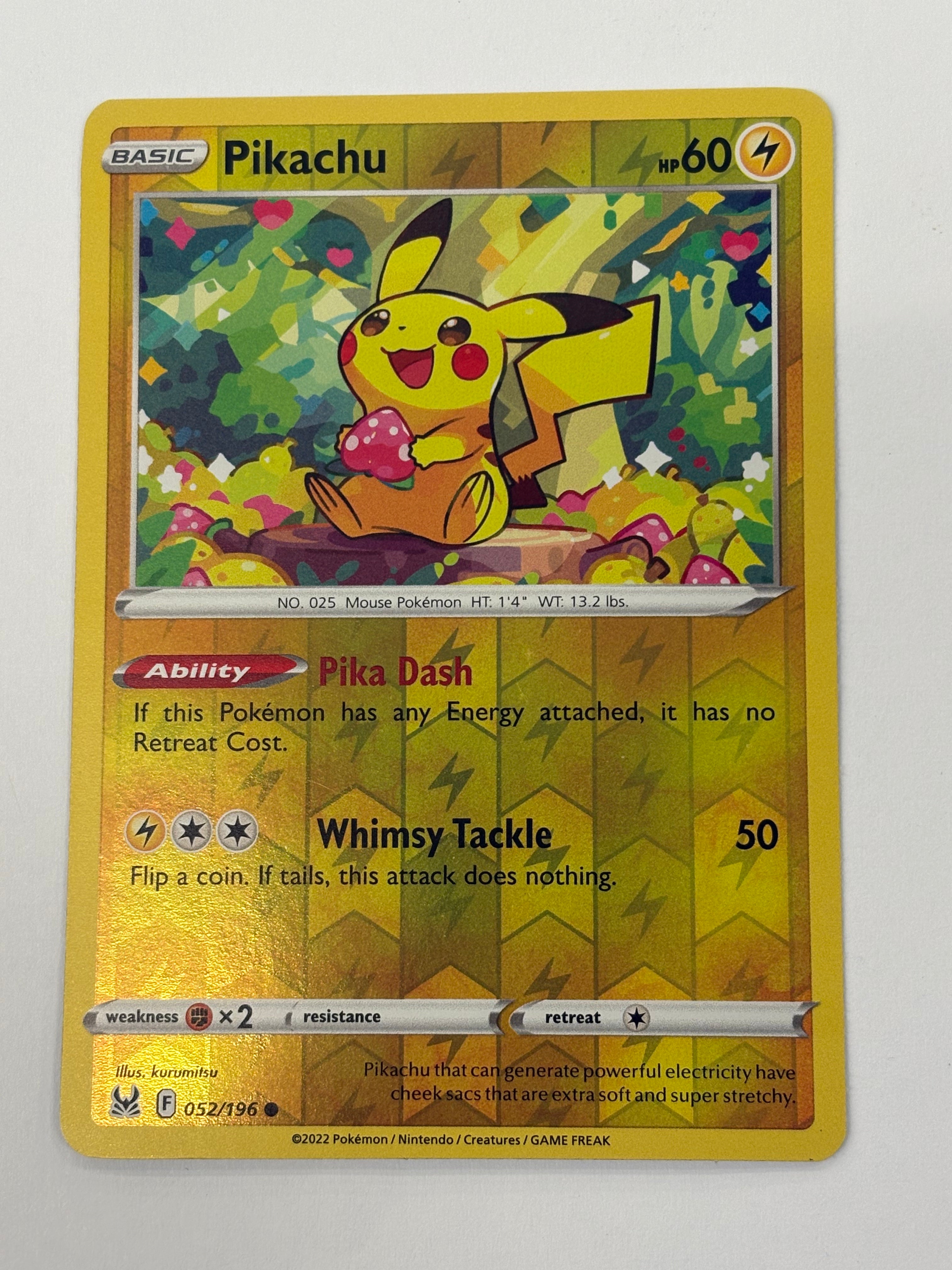 Pokémon TCG - Lost Origin Pikachu (Reverse Holo) 052/196 NM