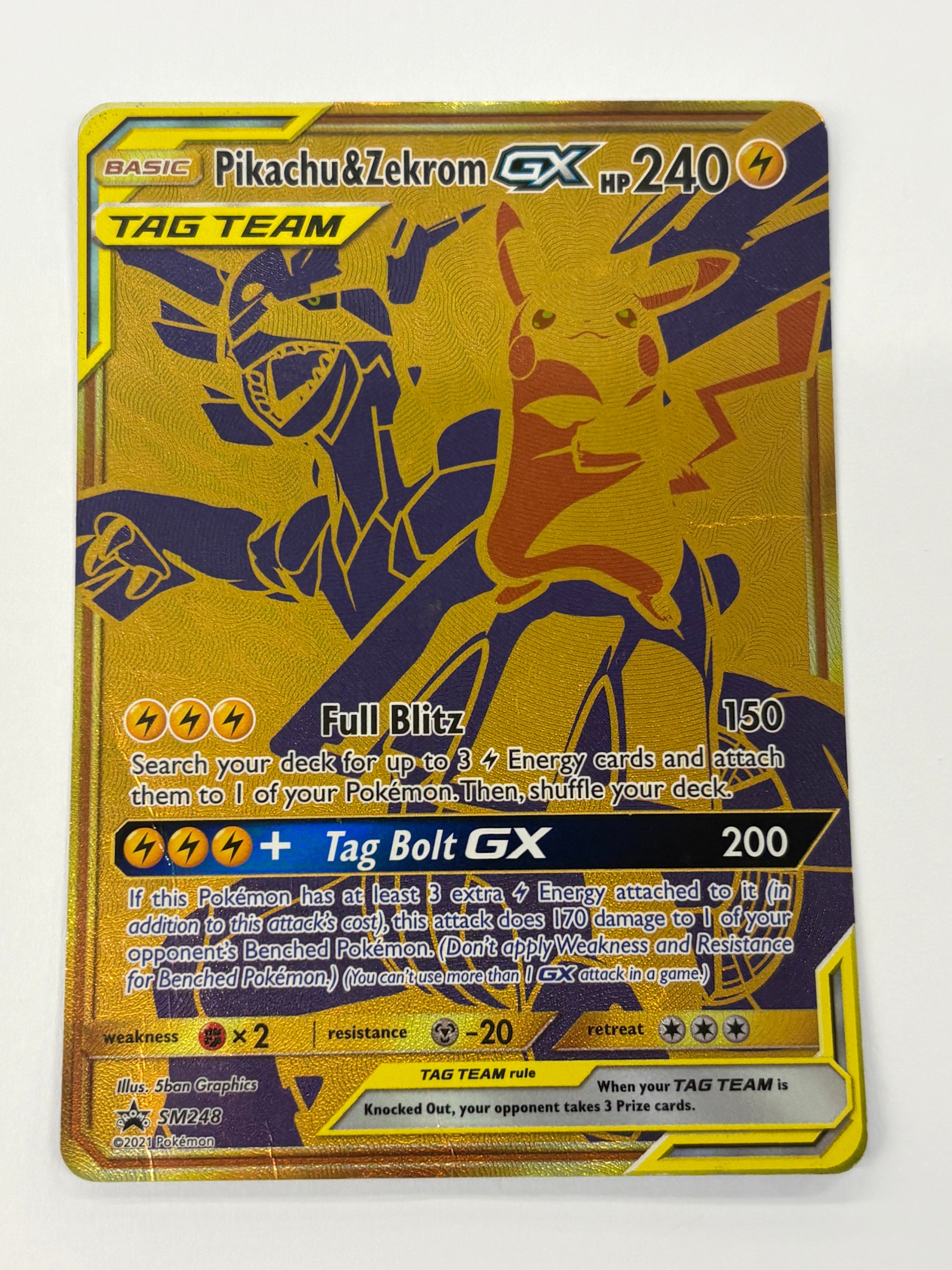 Pokémon TCG - Sun & Moon Promo Pikachu & Zekrom GX Tag Team SM248 DMG