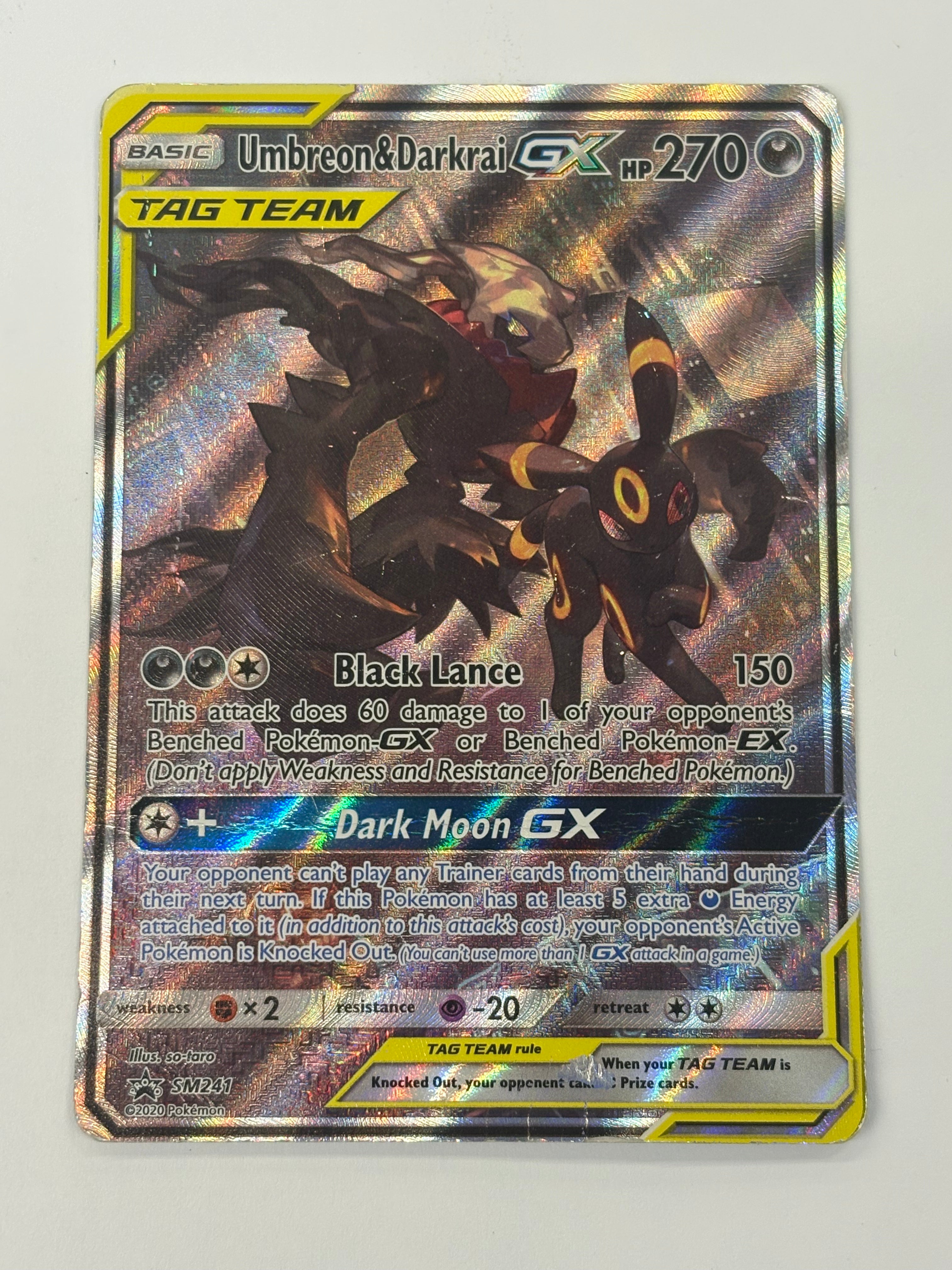 Pokémon TCG - Sun & Moon Promo Umbreon & Darkrai GX Tag Team SM241 DMG