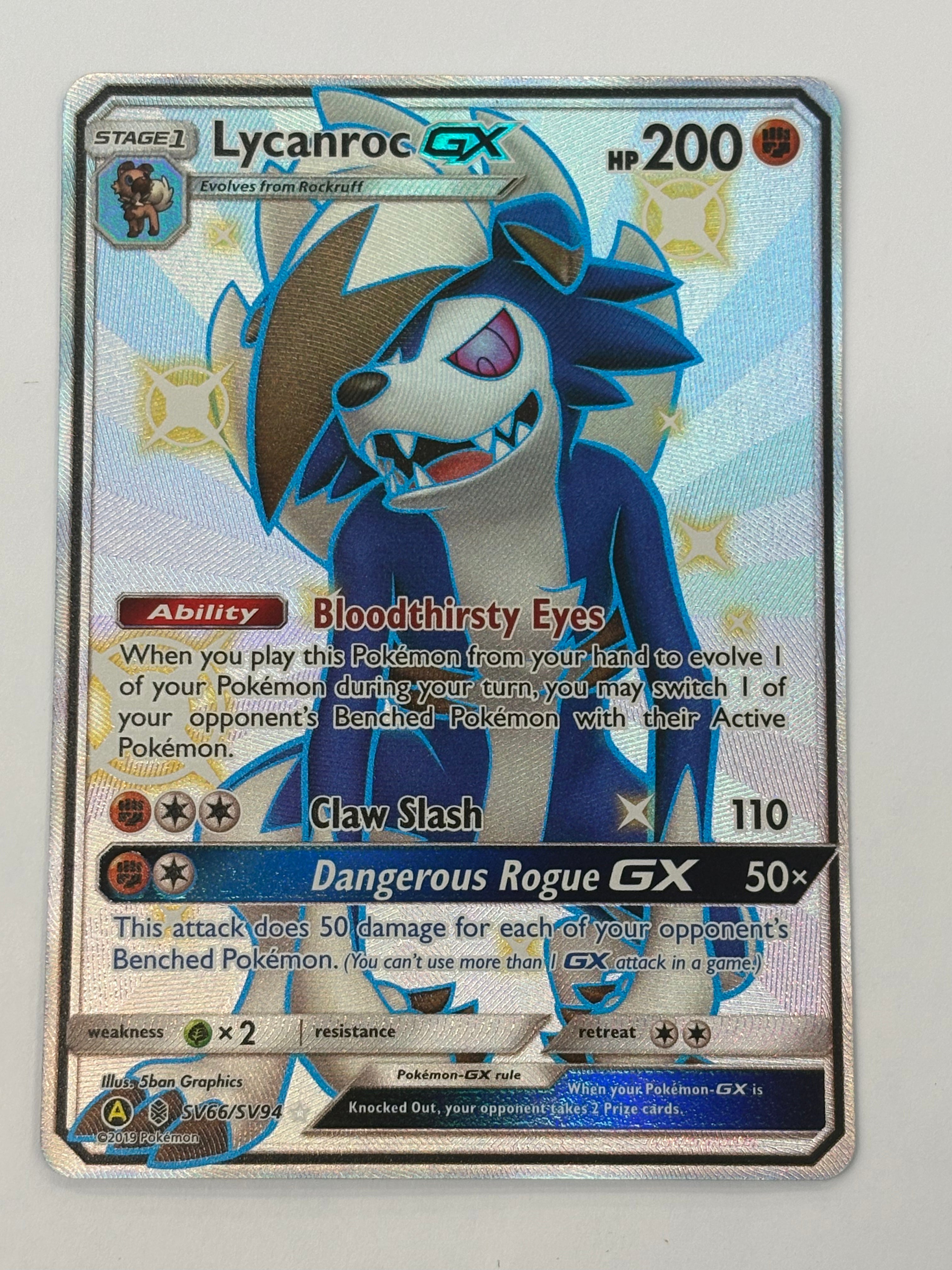 Pokémon TCG - Hidden Fates: Shiny Vault Lycanroc GX SV66/SV94 NM