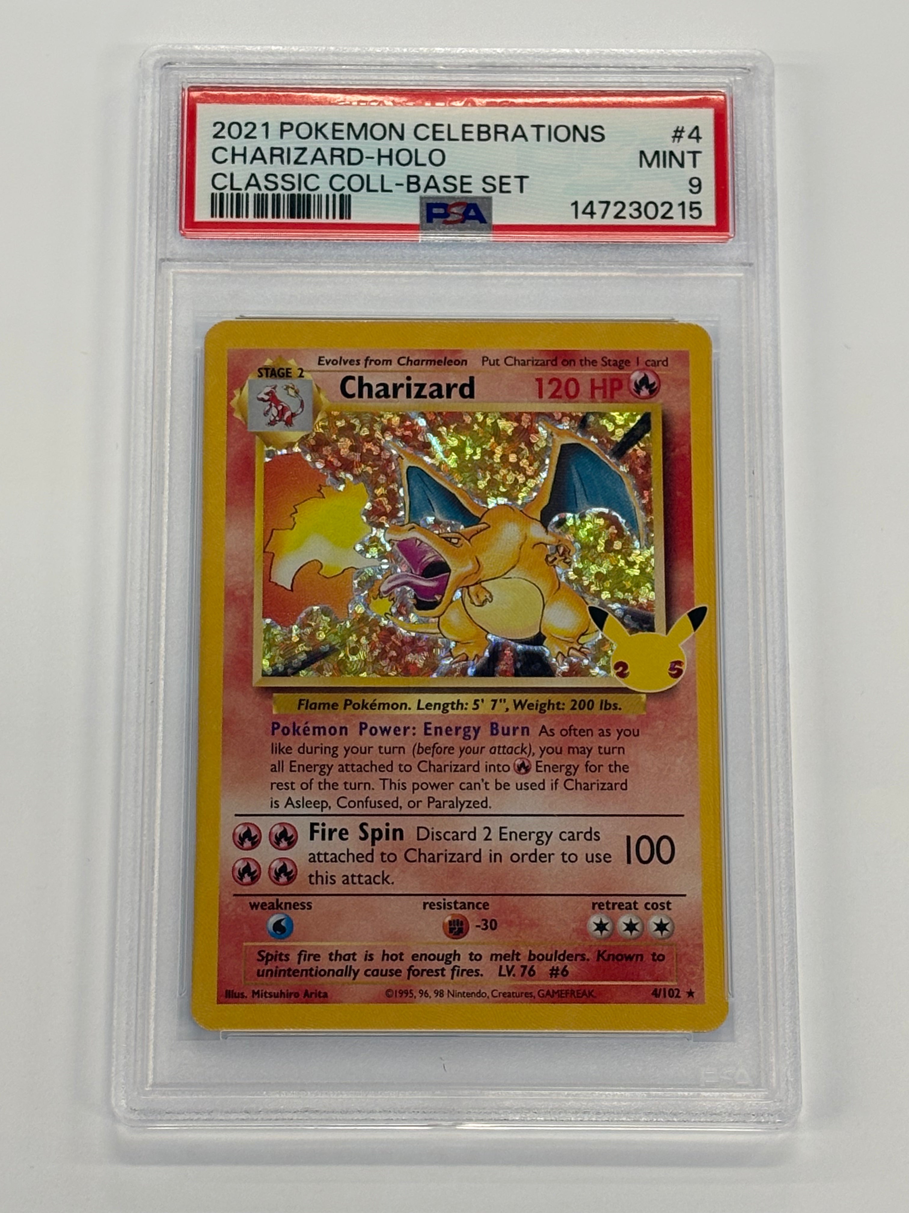 Pokémon TCG - PSA MINT 9 Celebrations Classic Collection: Base Set Charizard 4/102 Holo