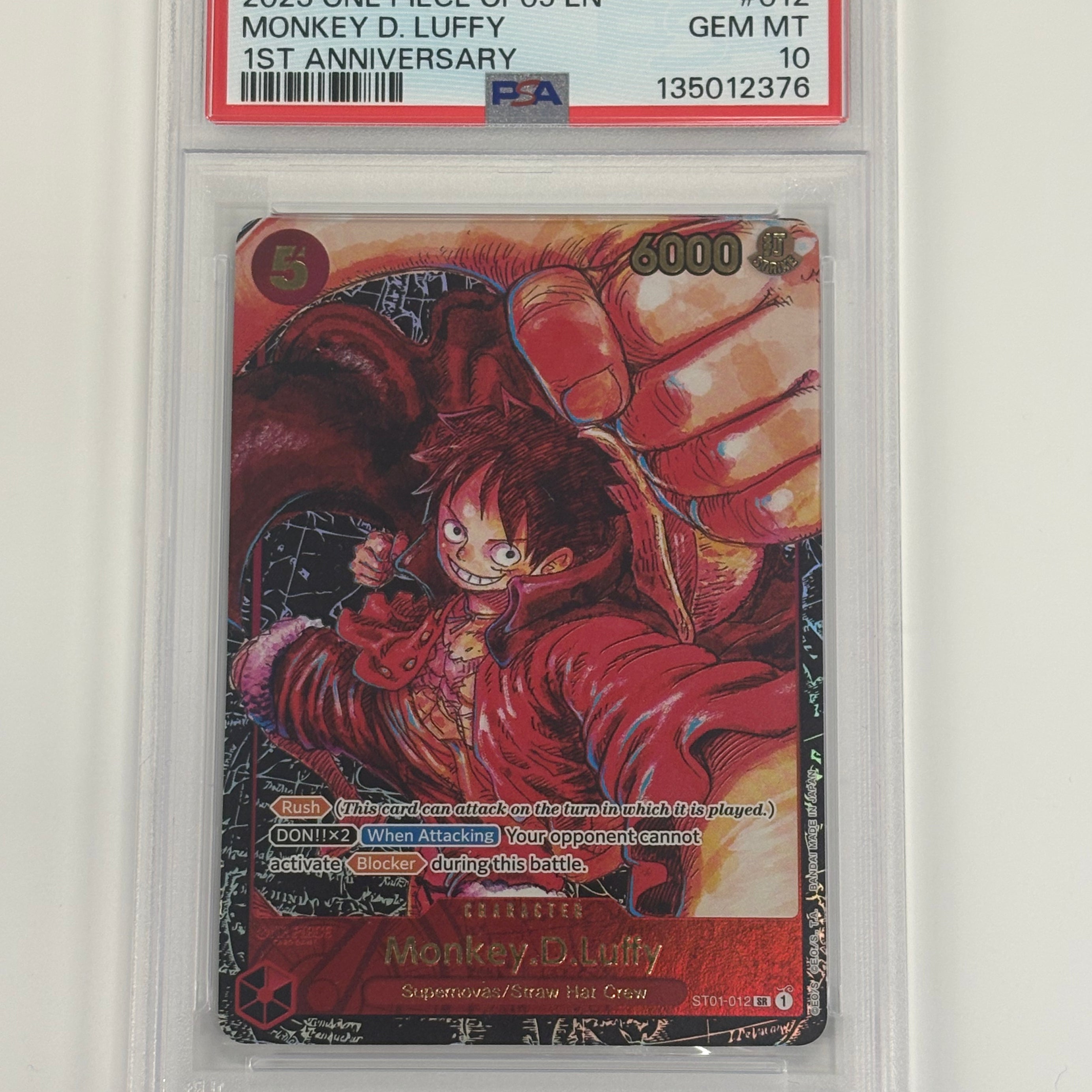 One Piece TCG - PSA GEM MT 10 Awakening of the New Era OP05 Monkey.D.Luffy ST01-012 NM