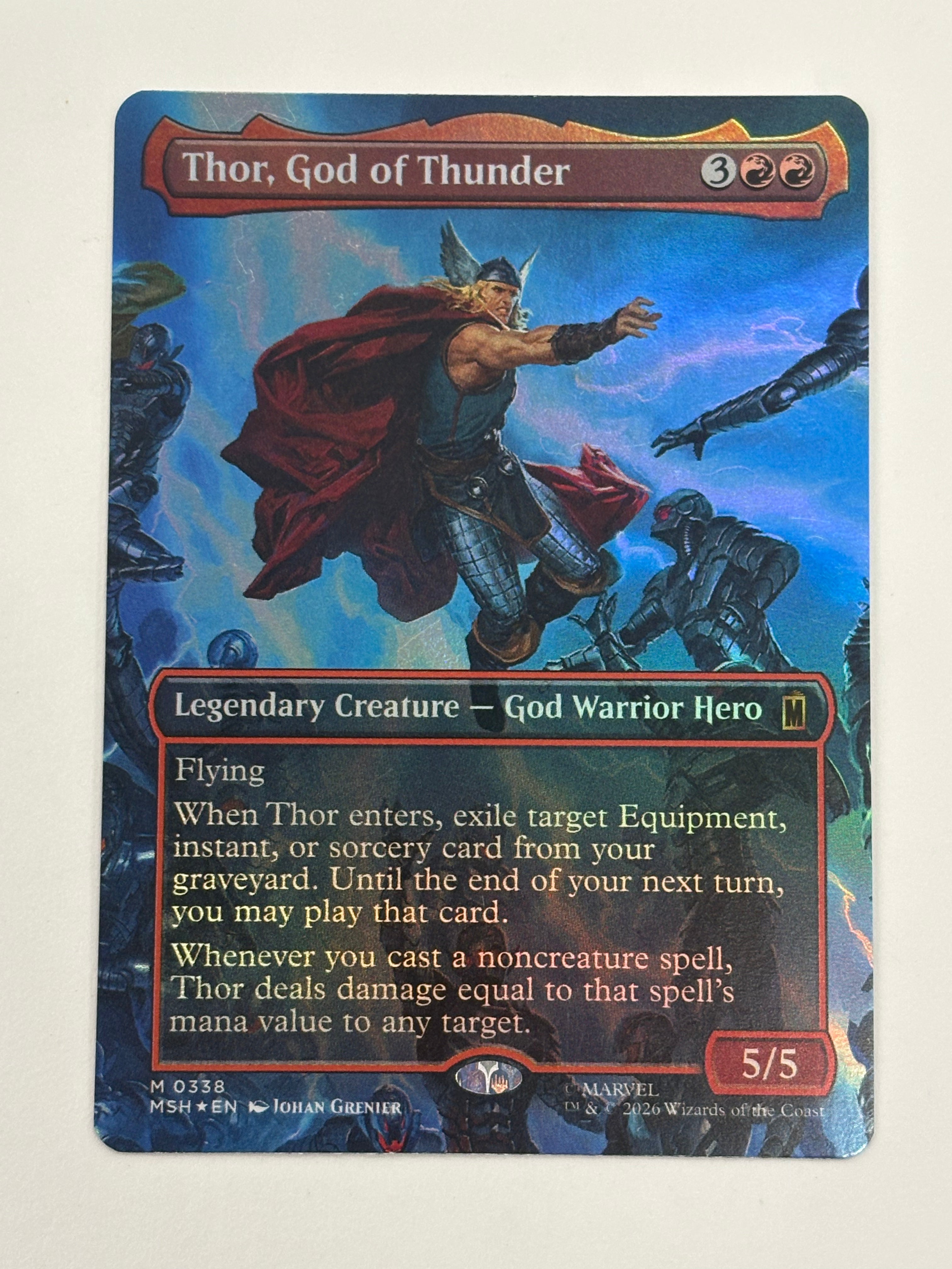 Magic The Gathering TCG - Marvel Super Heroes Thor, God of Thunder (Borderless Foil) 021 NM