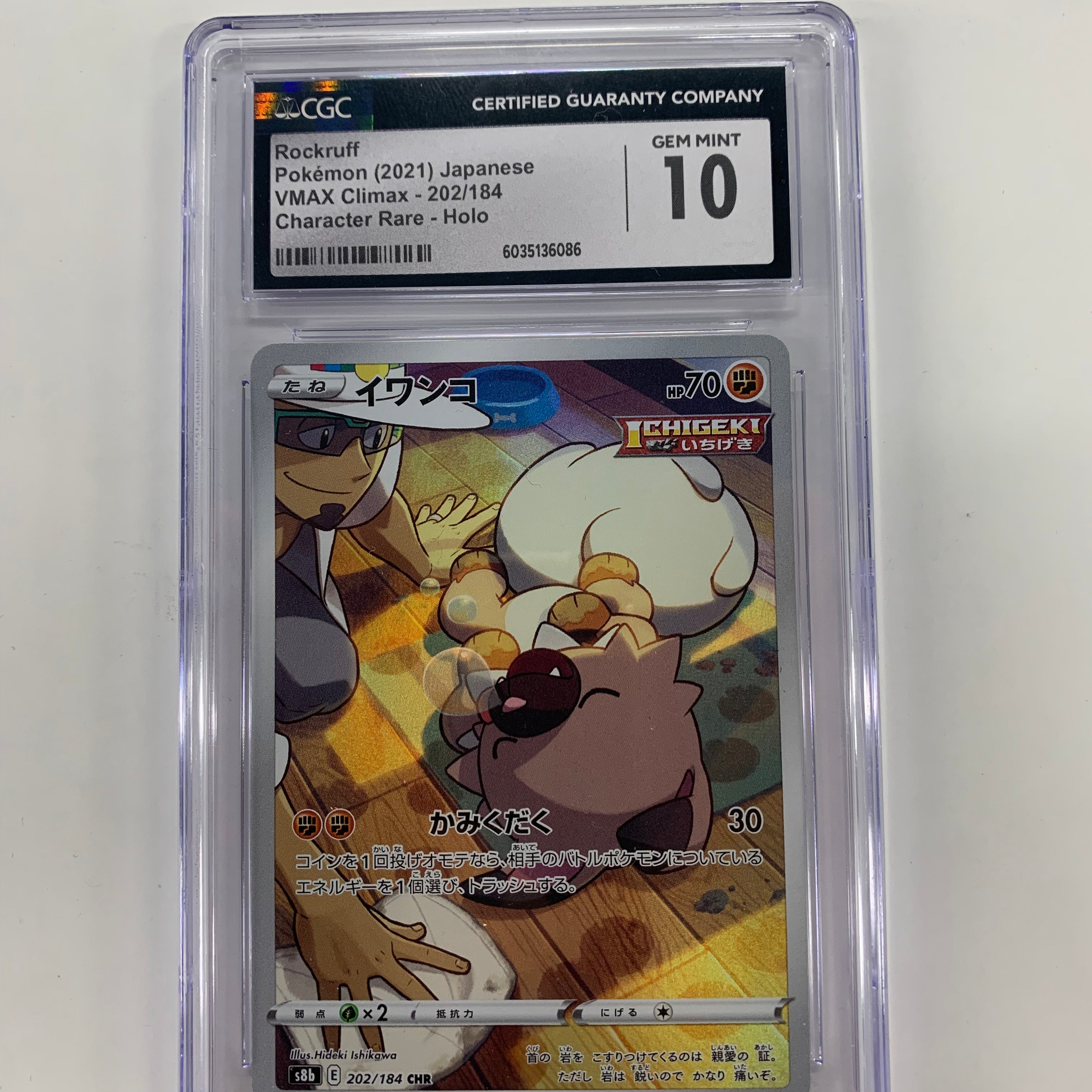 Pokémon TCG - CGC Gem Mint 10 VMax Climax Rockruff 202/184 Character Rare Holo