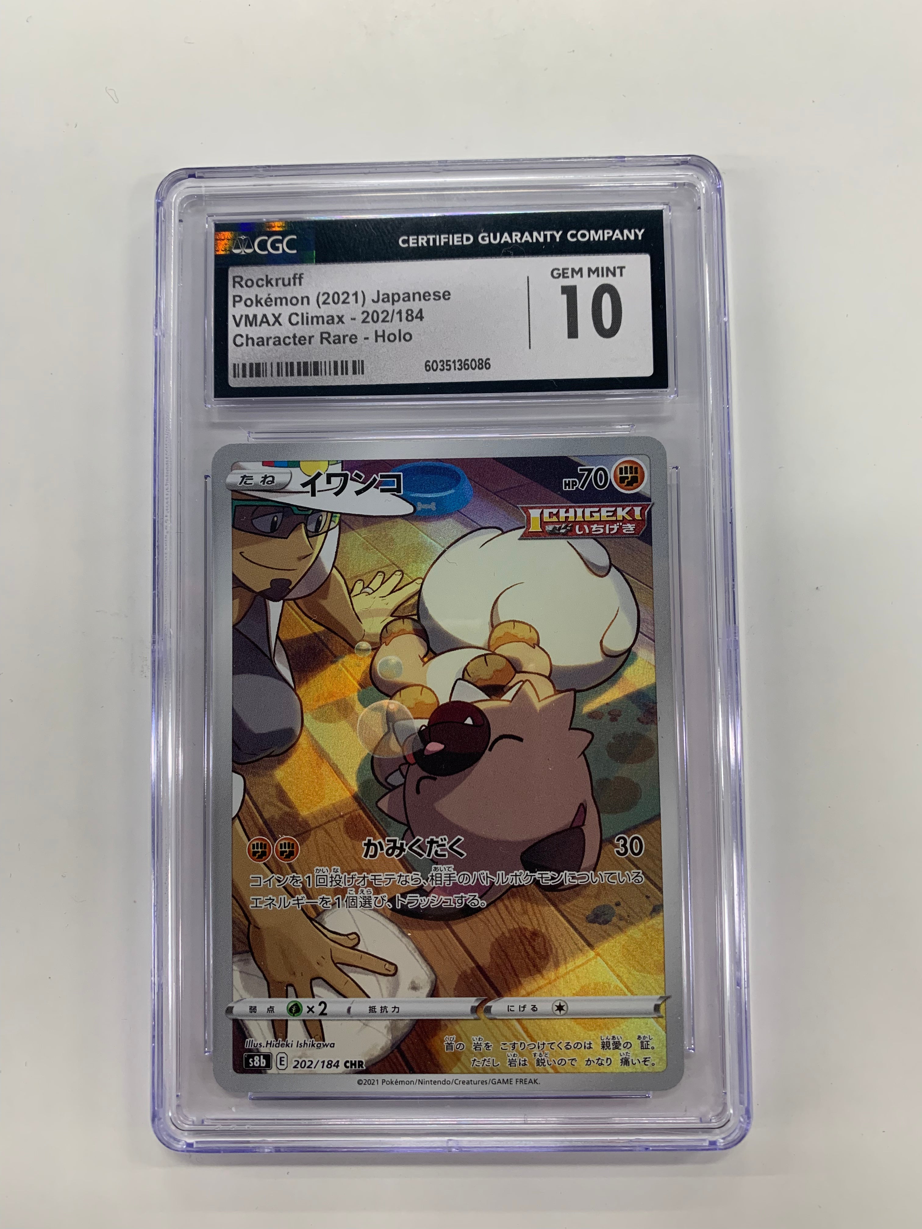 Pokémon TCG - CGC Gem Mint 10 VMax Climax Rockruff 202/184 Character Rare Holo