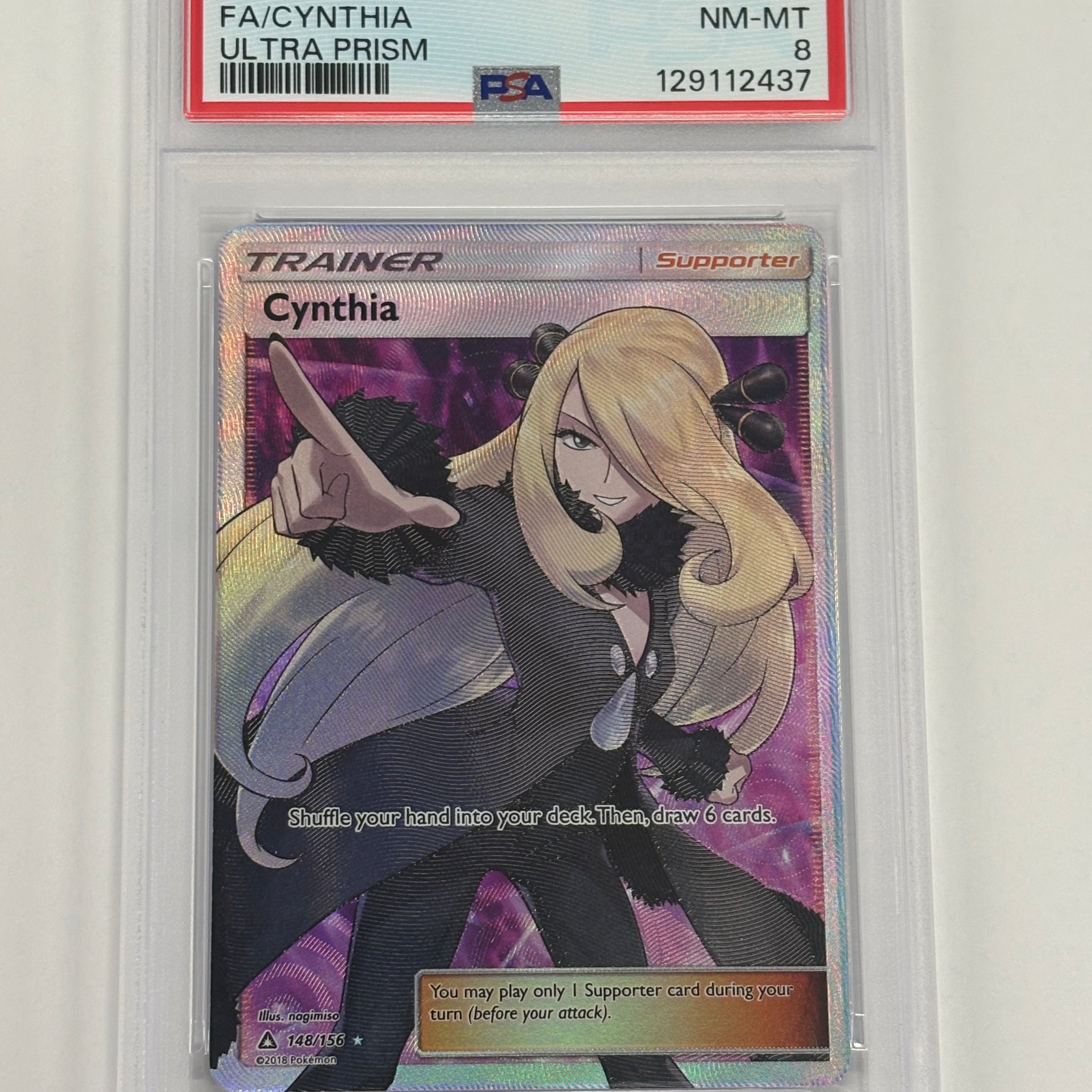 Pokémon TCG - PSA NM-MT 8 Ultra Prism Cynthia 148/156 Full Art