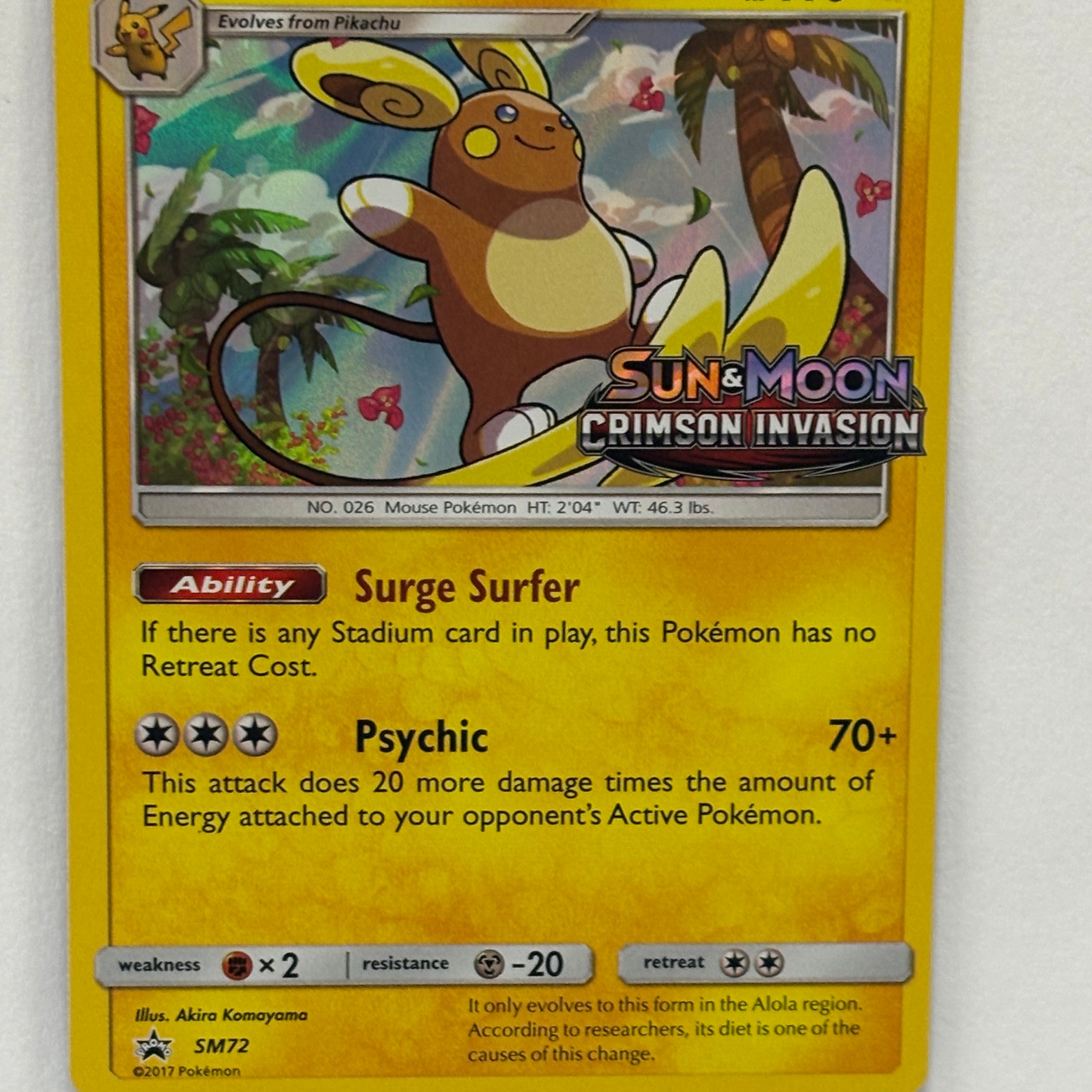 Pokémon TCG - Sun & Moon Promo Alolan Raichu SM72 NM