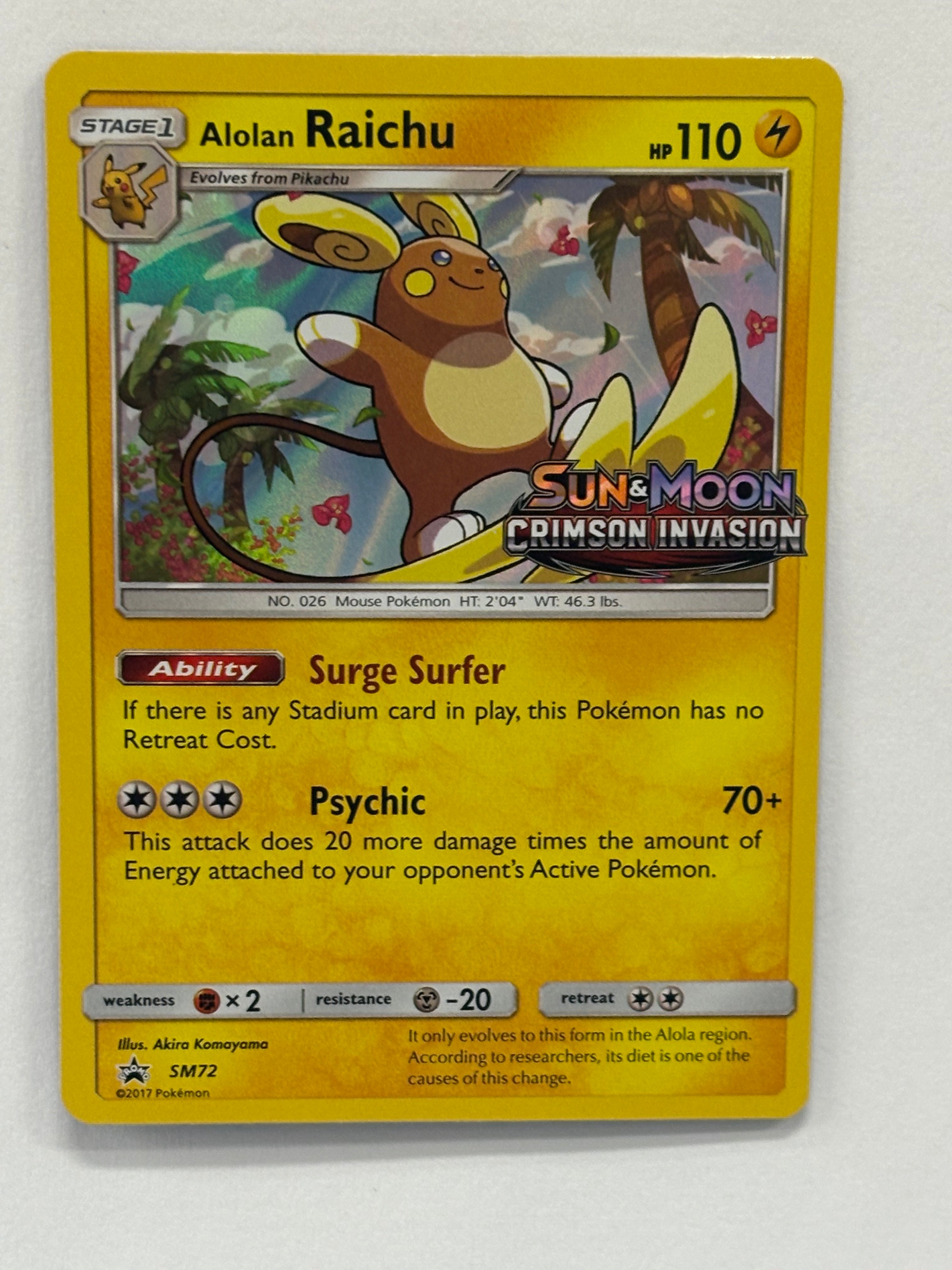 Pokémon TCG - Sun & Moon Promo Alolan Raichu SM72 NM