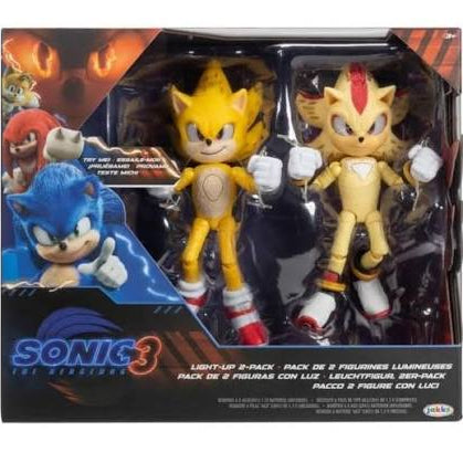 Jakks Pacific Sonic The Hedgehog 3 Super Sonic & Super Shadow Light up 2 Pack Action Figure