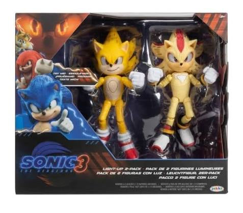 Jakks Pacific Sonic The Hedgehog 3 Super Sonic & Super Shadow Light up 2 Pack Action Figure