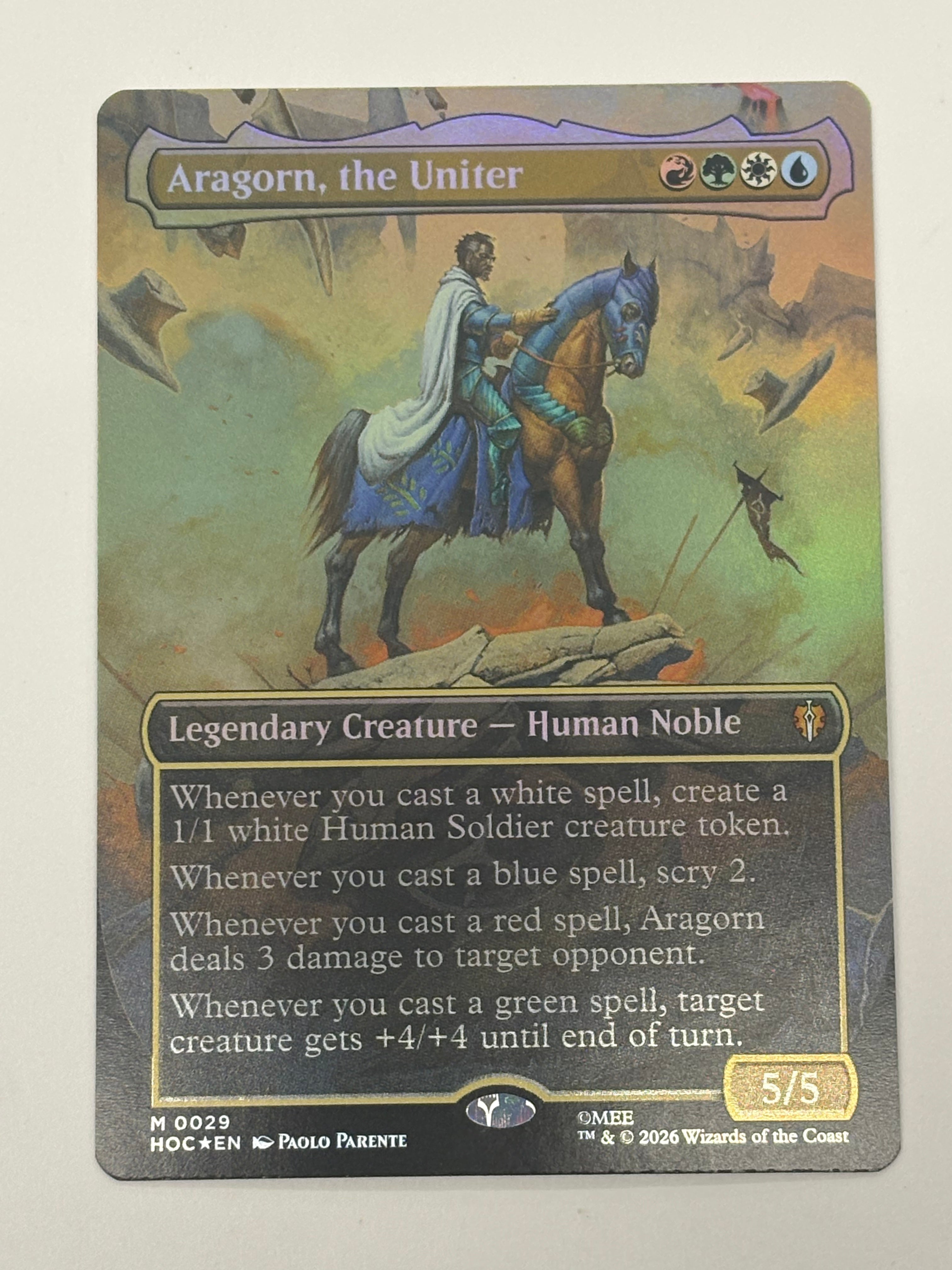 Magic The Gathering TCG - The Hobbit: Eternal-Legal Aragorn, the Uniter (Borderless Foil) 029 NM
