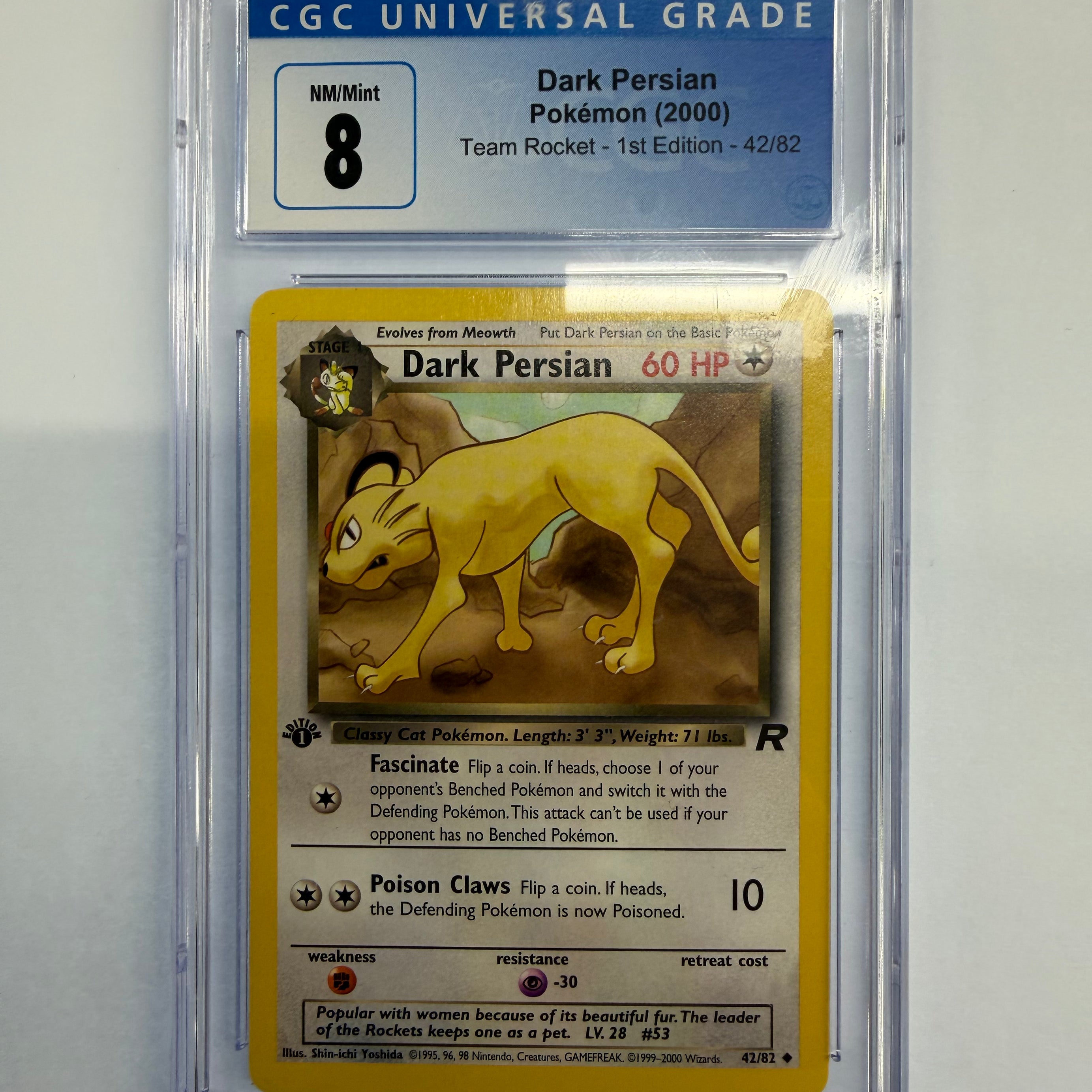 Pokemon TCG - CGC Nm/Mint 8 Team Rocket 1st Edition Dark Persian 42/82