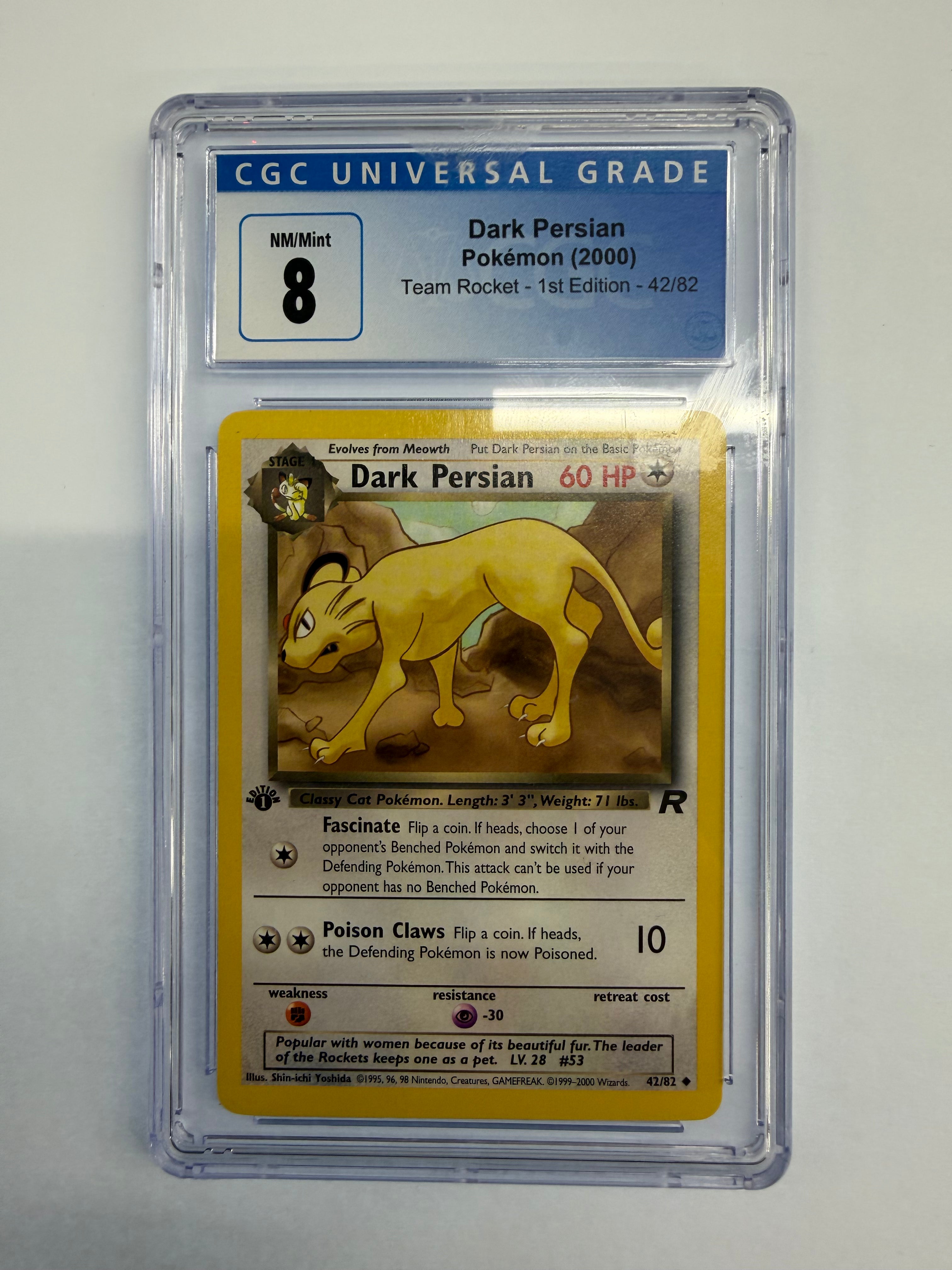 Pokemon TCG - CGC Nm/Mint 8 Team Rocket 1st Edition Dark Persian 42/82