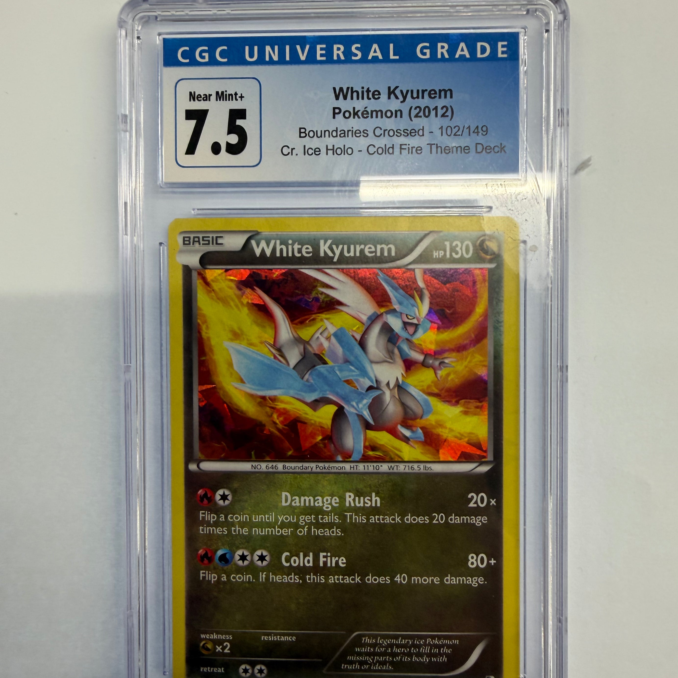 Pokemon TCG - CGC Near Mint+ 7.5 Boundaries Crossed White Kyurem 102/149 Cracked Ice Holo