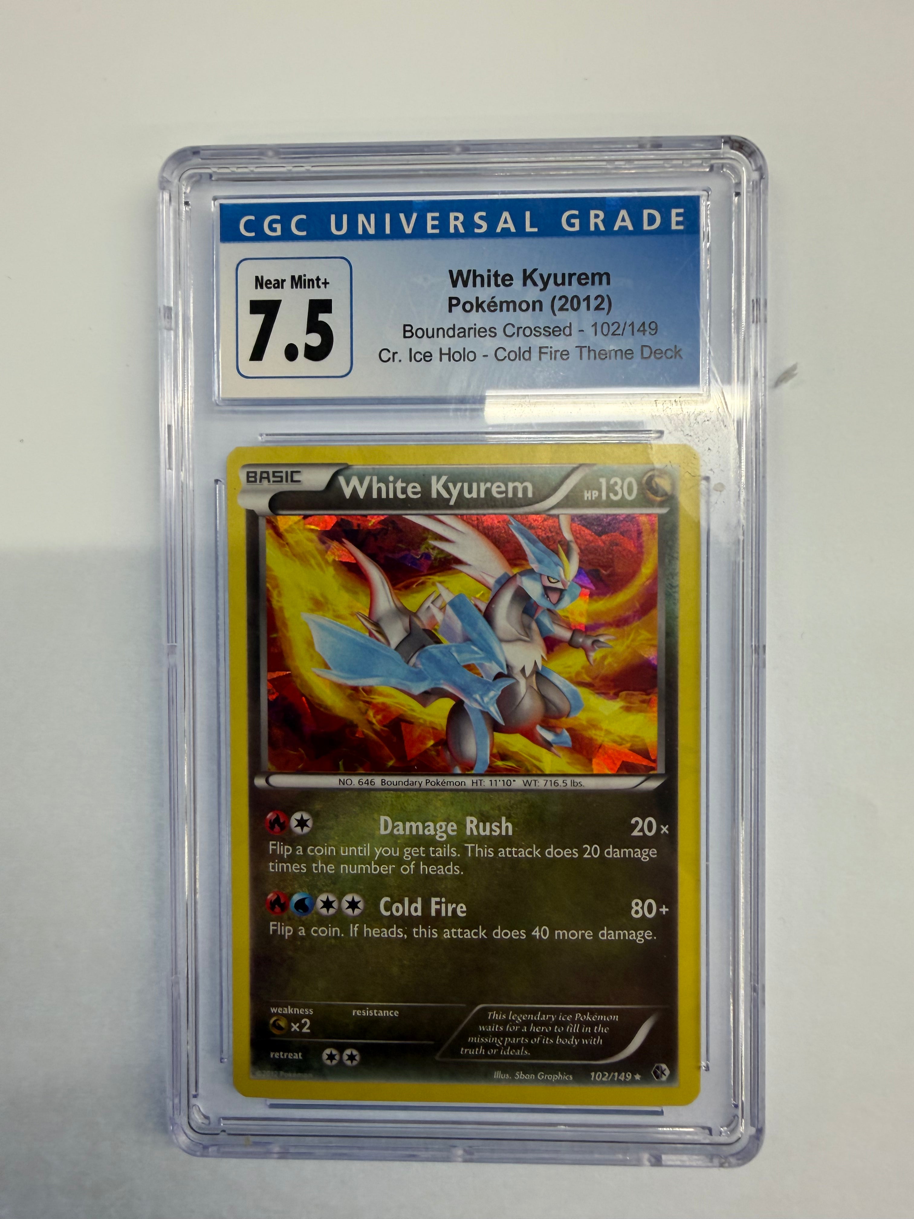 Pokemon TCG - CGC Near Mint+ 7.5 Boundaries Crossed White Kyurem 102/149 Cracked Ice Holo