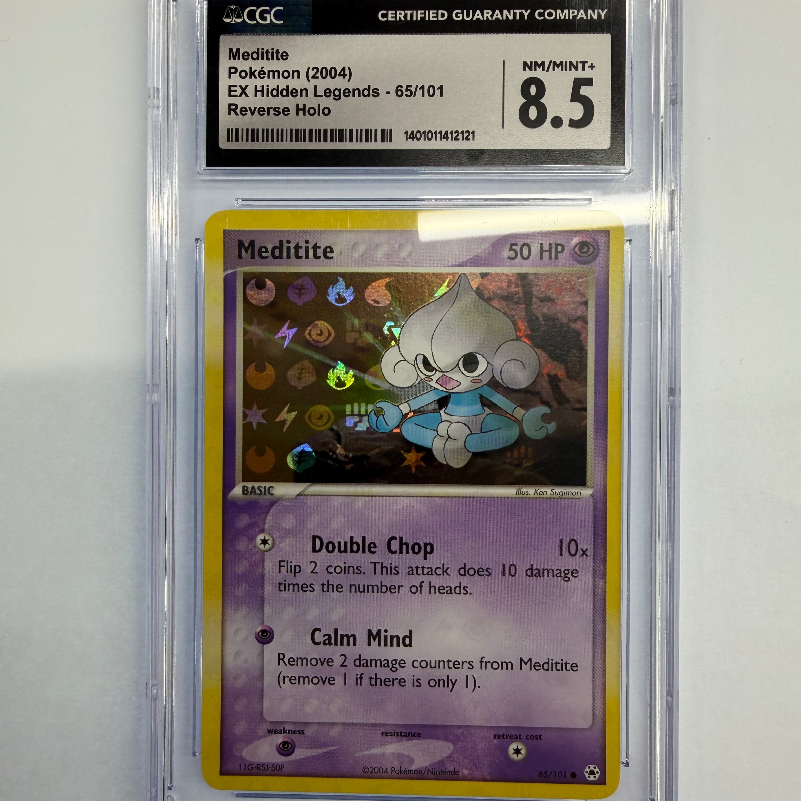 Pokemon TCG - CGC NM/Mint+ 8.5 Ex Hidden Legends Meditite 65/101 Reversed Holo