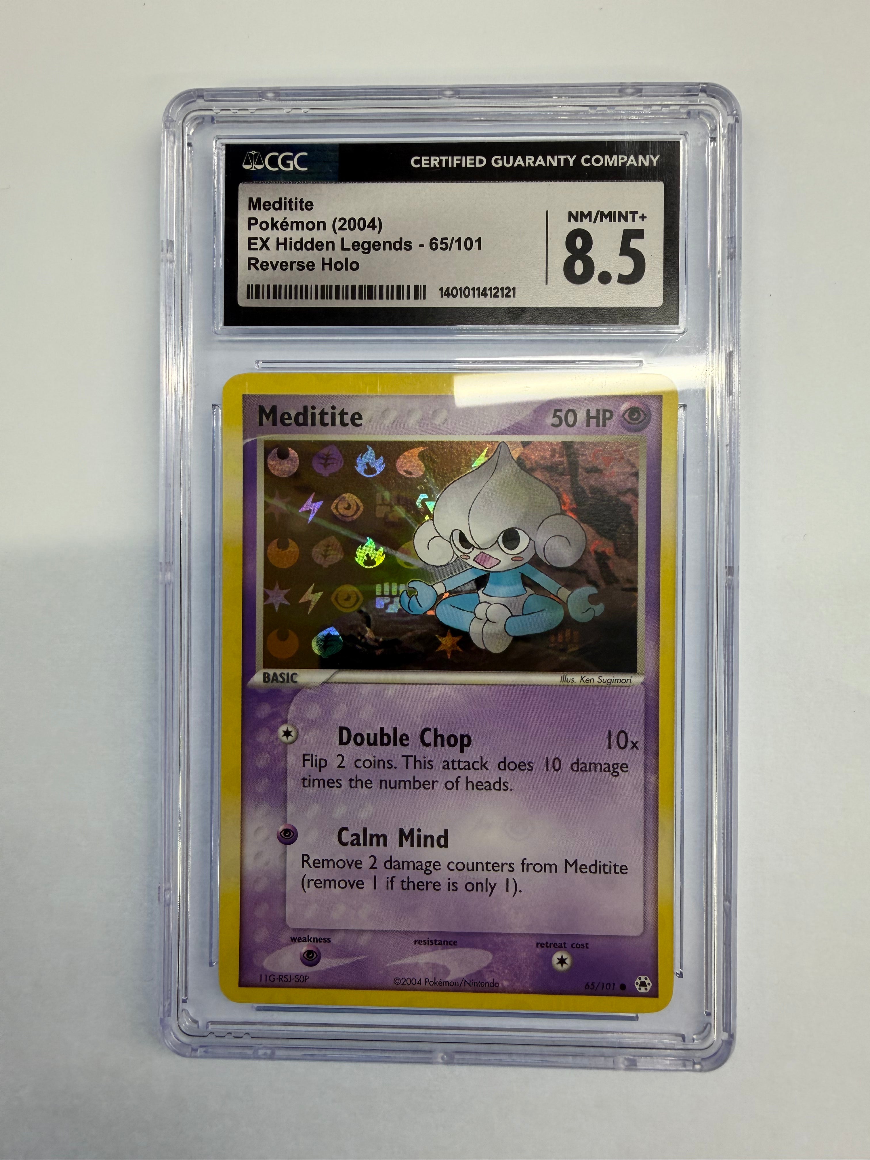Pokemon TCG - CGC NM/Mint+ 8.5 Ex Hidden Legends Meditite 65/101 Reversed Holo