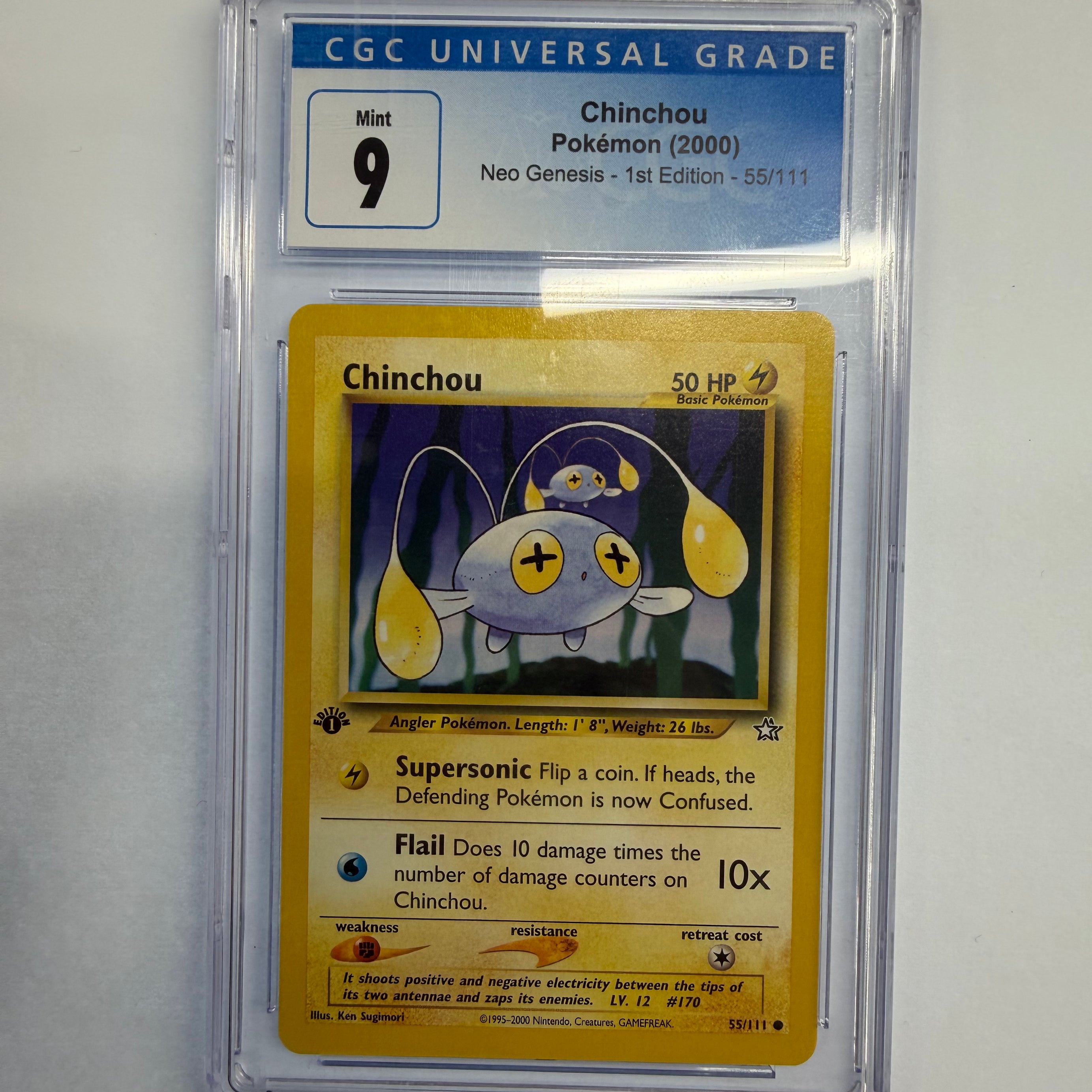 Pokemon TCG - CGC Mint 9 Neo Genesis 1st Edition Chinchou 55/11
