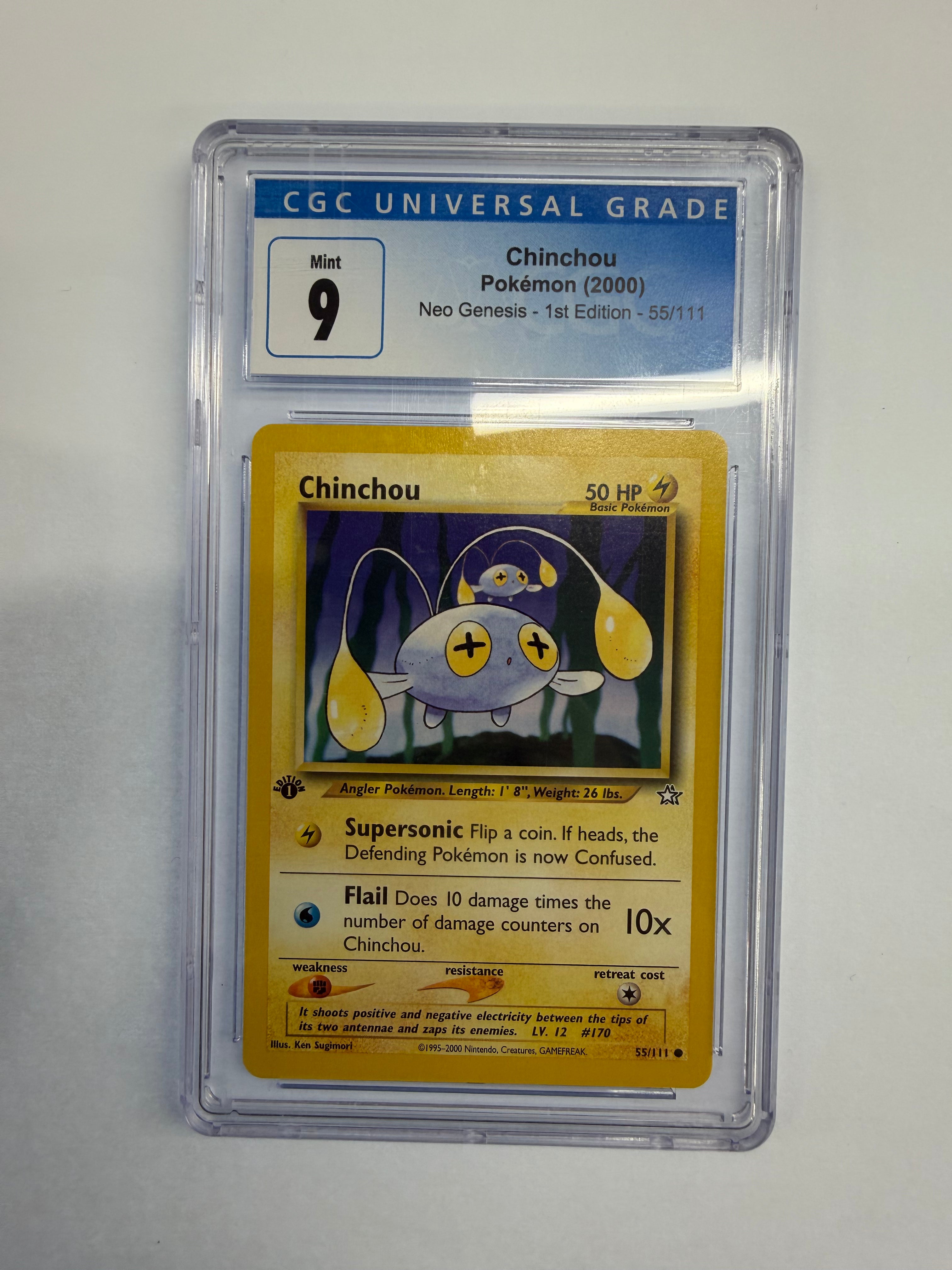 Pokemon TCG - CGC Mint 9 Neo Genesis 1st Edition Chinchou 55/11