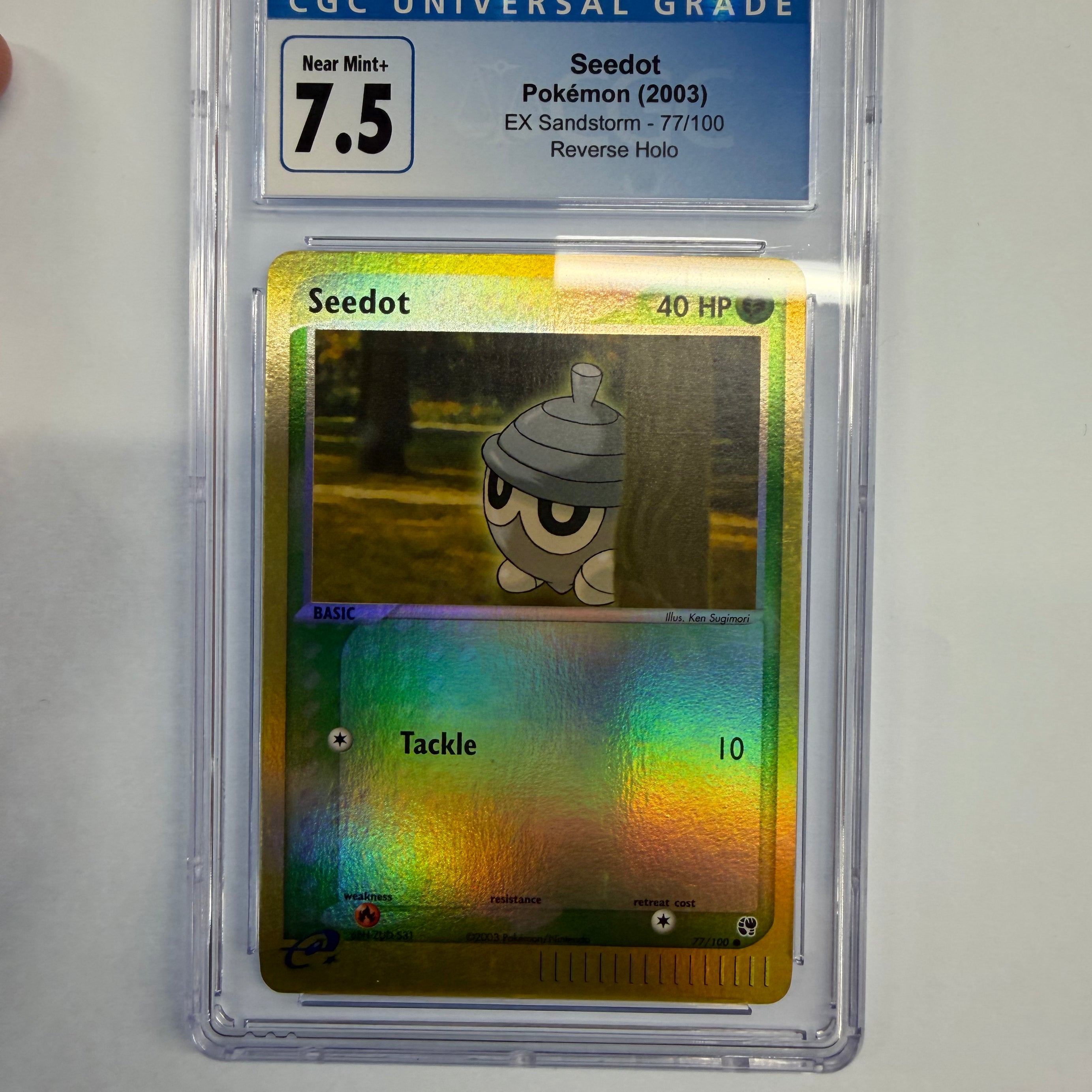 Pokemon TCG - CGC Near Mint+ 7.5 EX Sandstorm Seedot 77/100 Reverse Holo