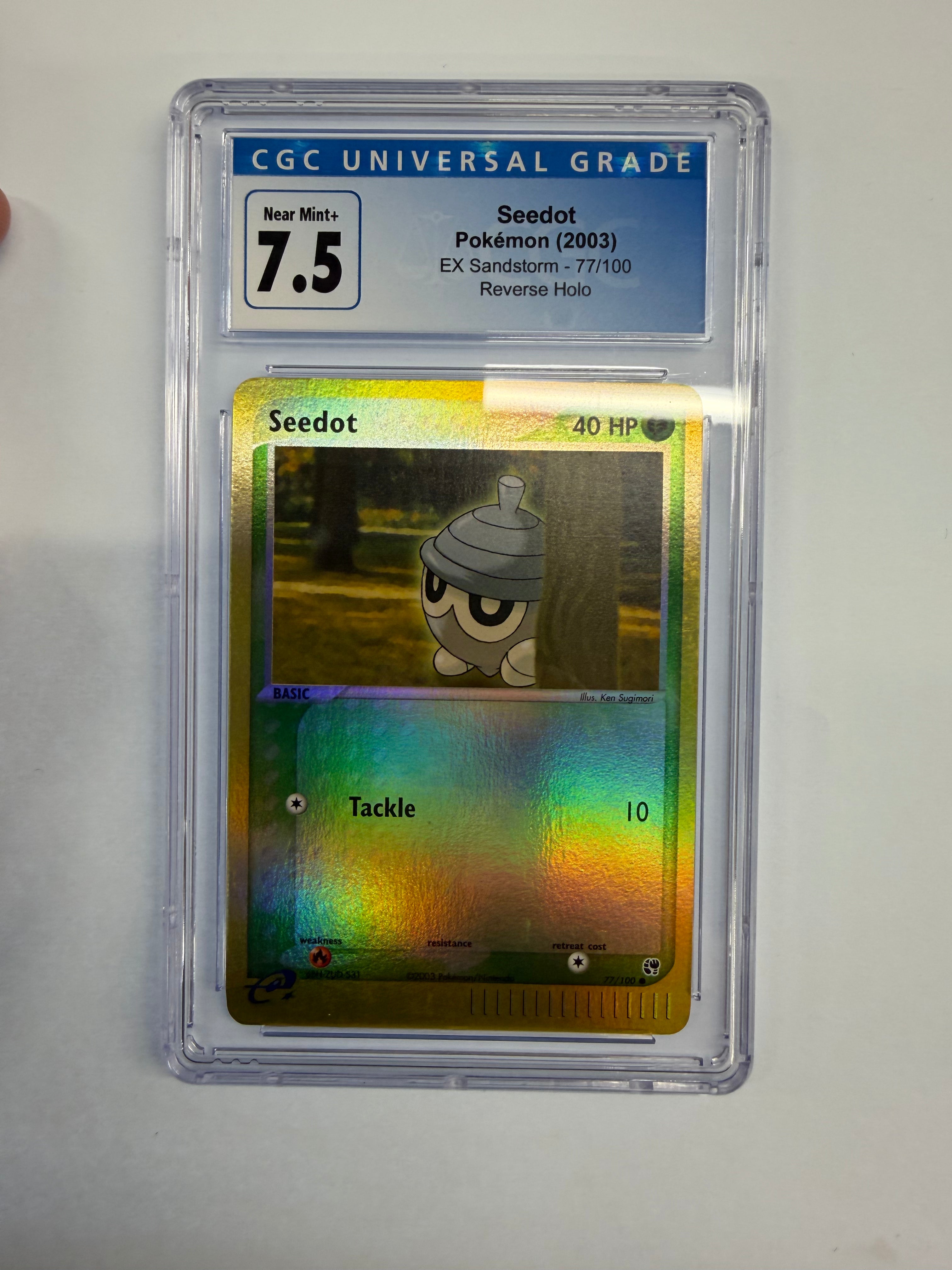 Pokemon TCG - CGC Near Mint+ 7.5 EX Sandstorm Seedot 77/100 Reverse Holo