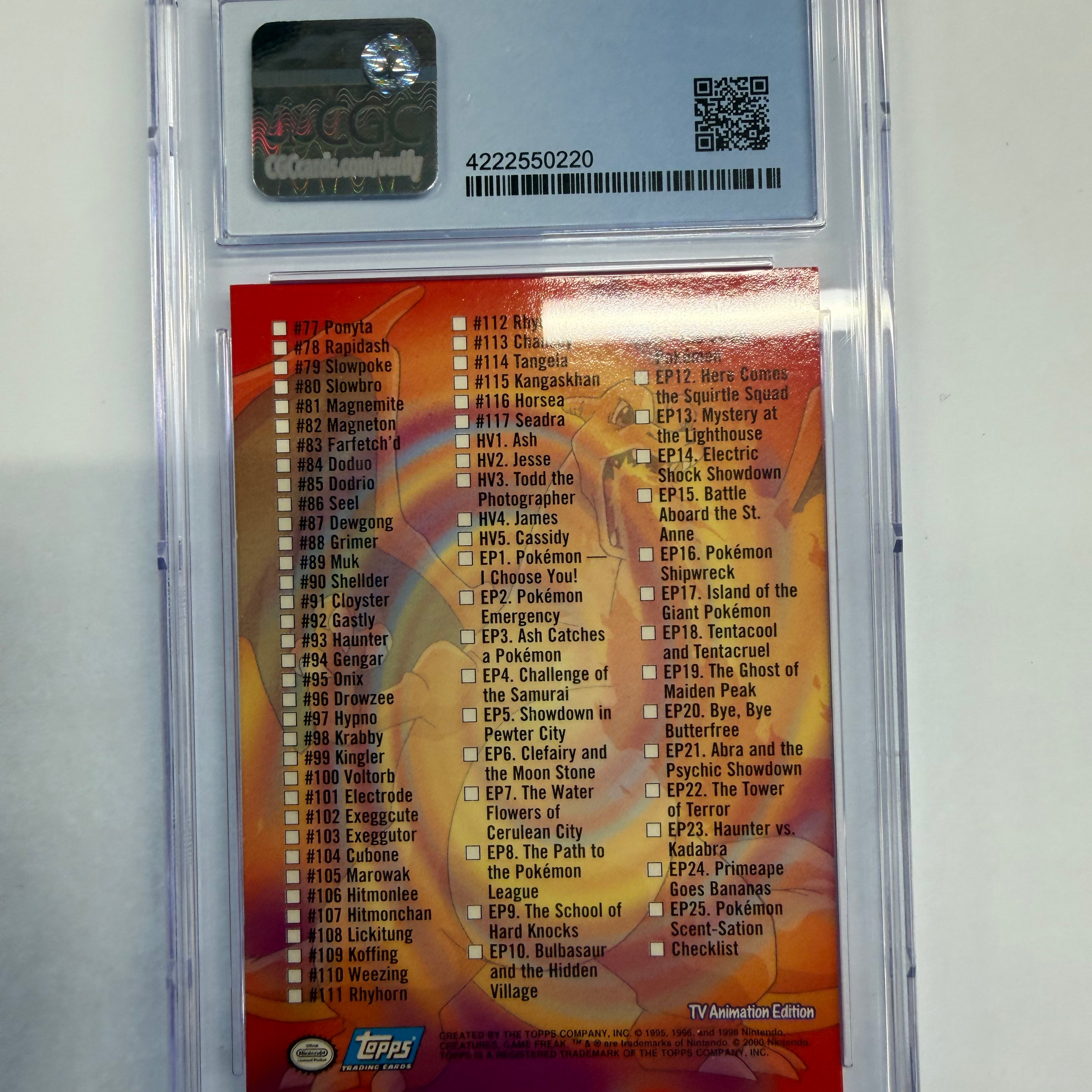Pokemon TCG - CGC Mint 9 Pokemon Topps Series 2 Checklist