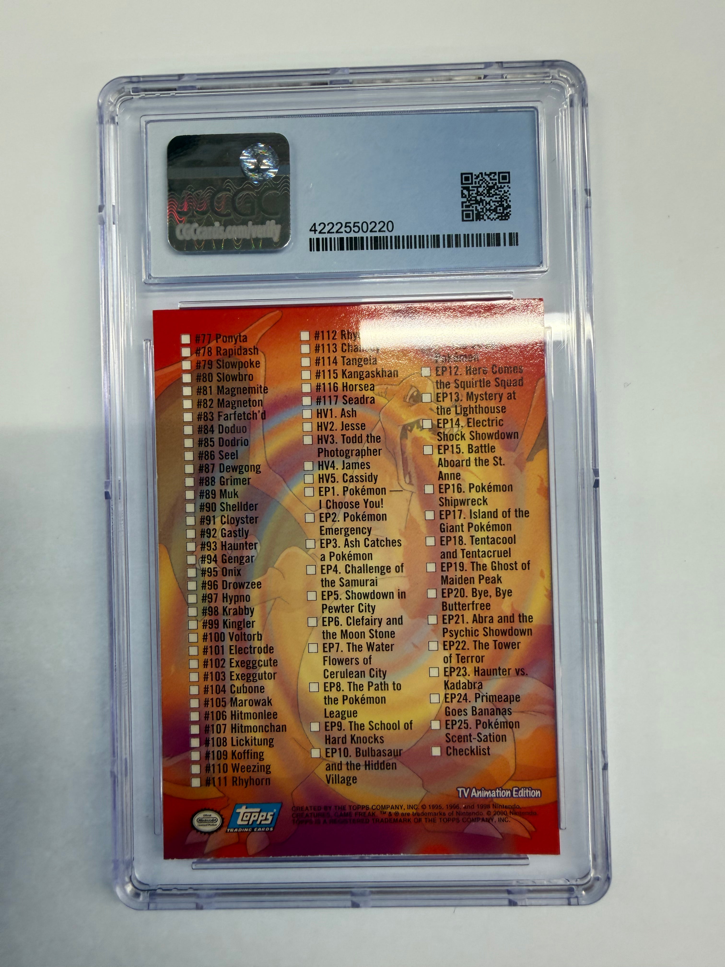 Pokemon TCG - CGC Mint 9 Pokemon Topps Series 2 Checklist