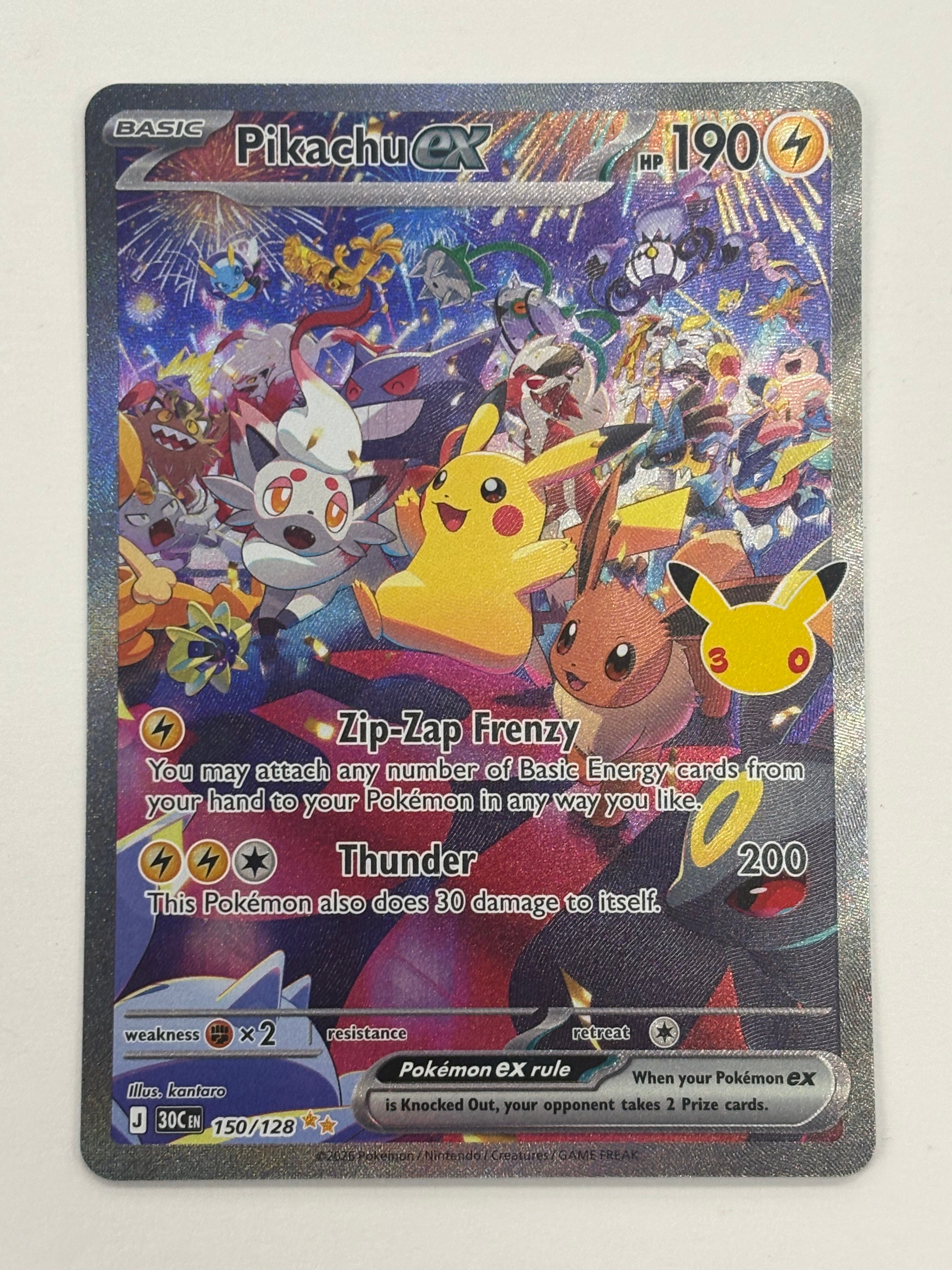 Pokémon TCG - 30th Celebration Pikachu ex 150/128 NM