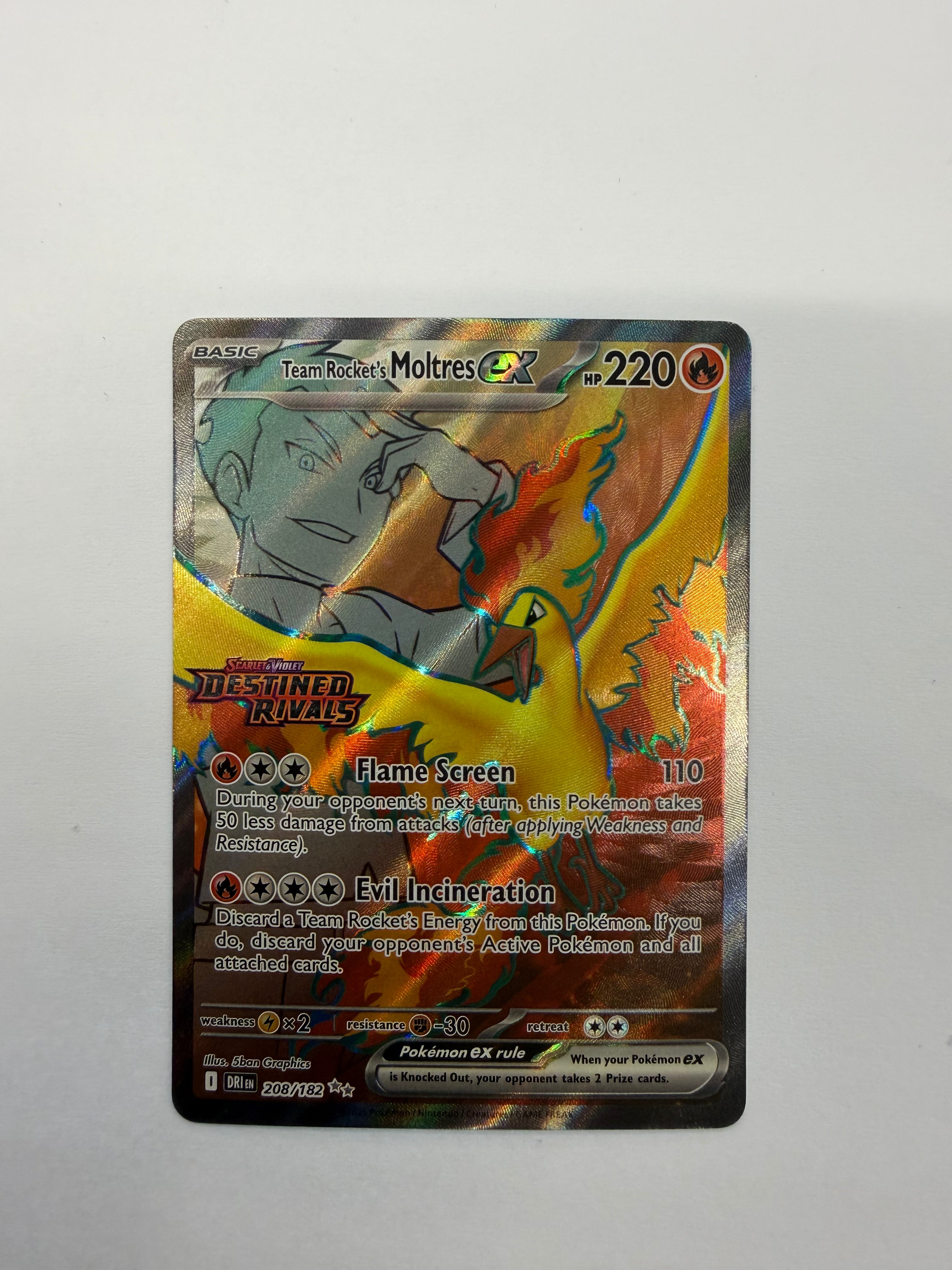 Pokémon TCG - Destined Rivals Stamped Team Rocket’s Moltres ex 208/182 NM