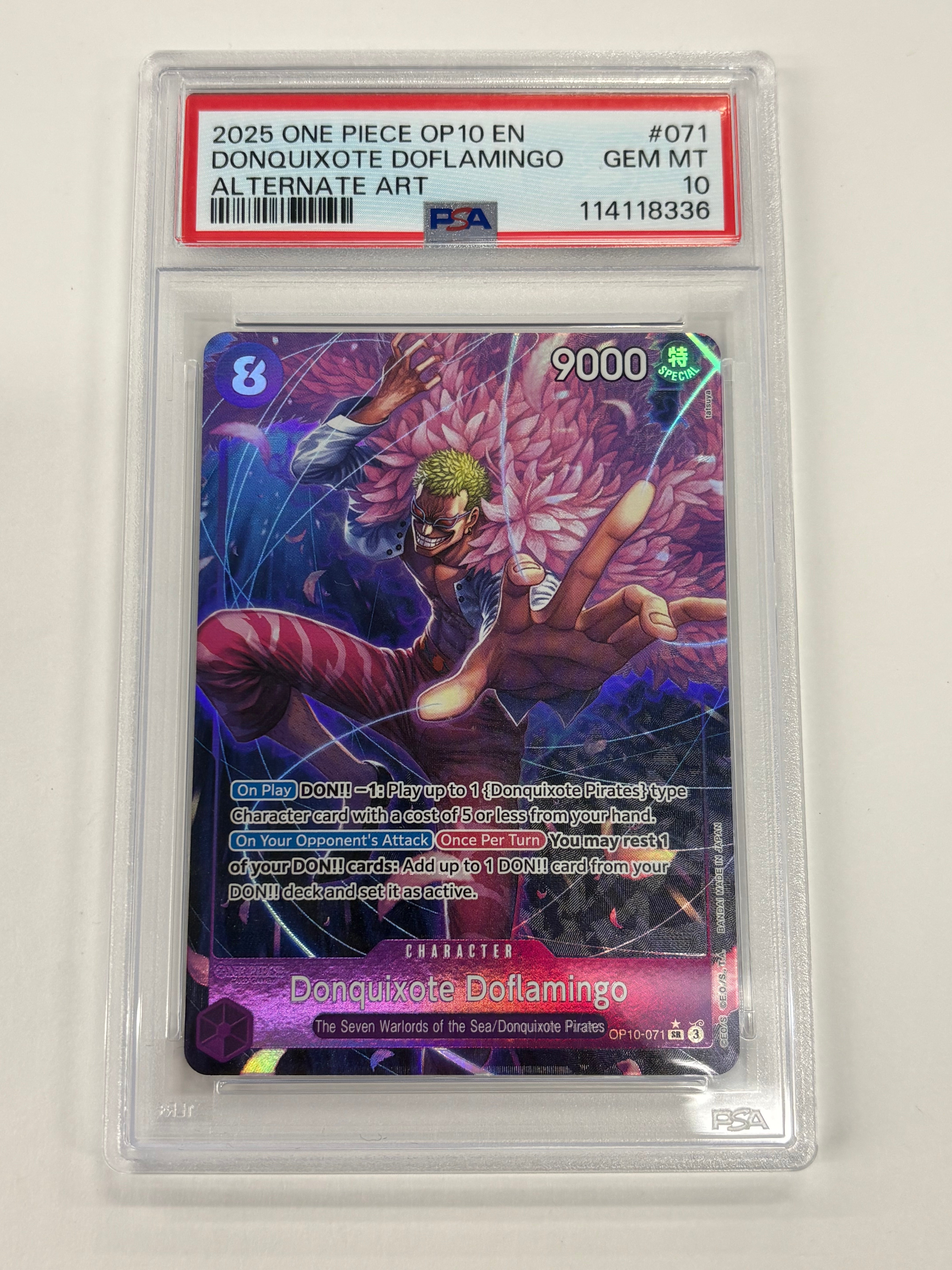 One Piece TCG - PSA GEM MT 10 Royal Blood OP10 Donquioxte Doflamingo OP10-071 NM Special Rare Alternate Art