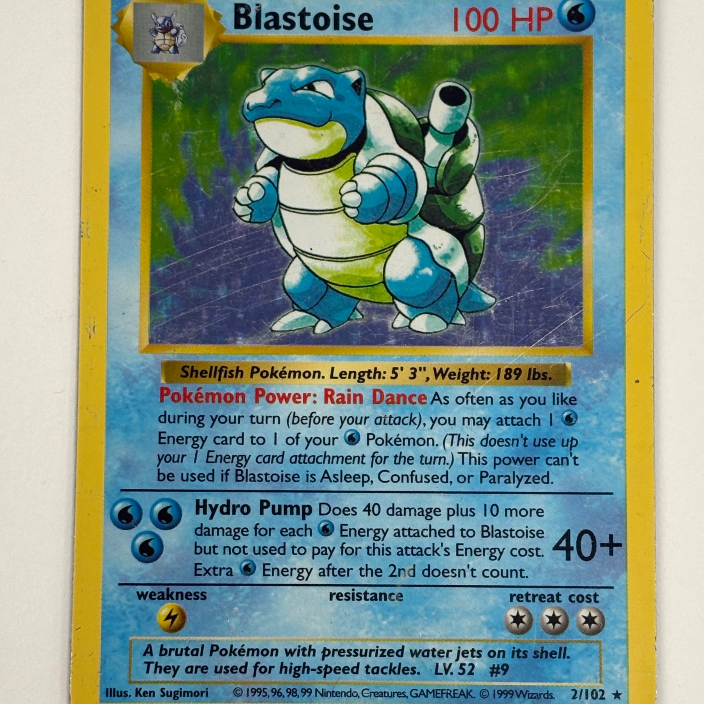 Pokémon TCG - Base Set Shadowless Blastoise Holo 2/102 DMG