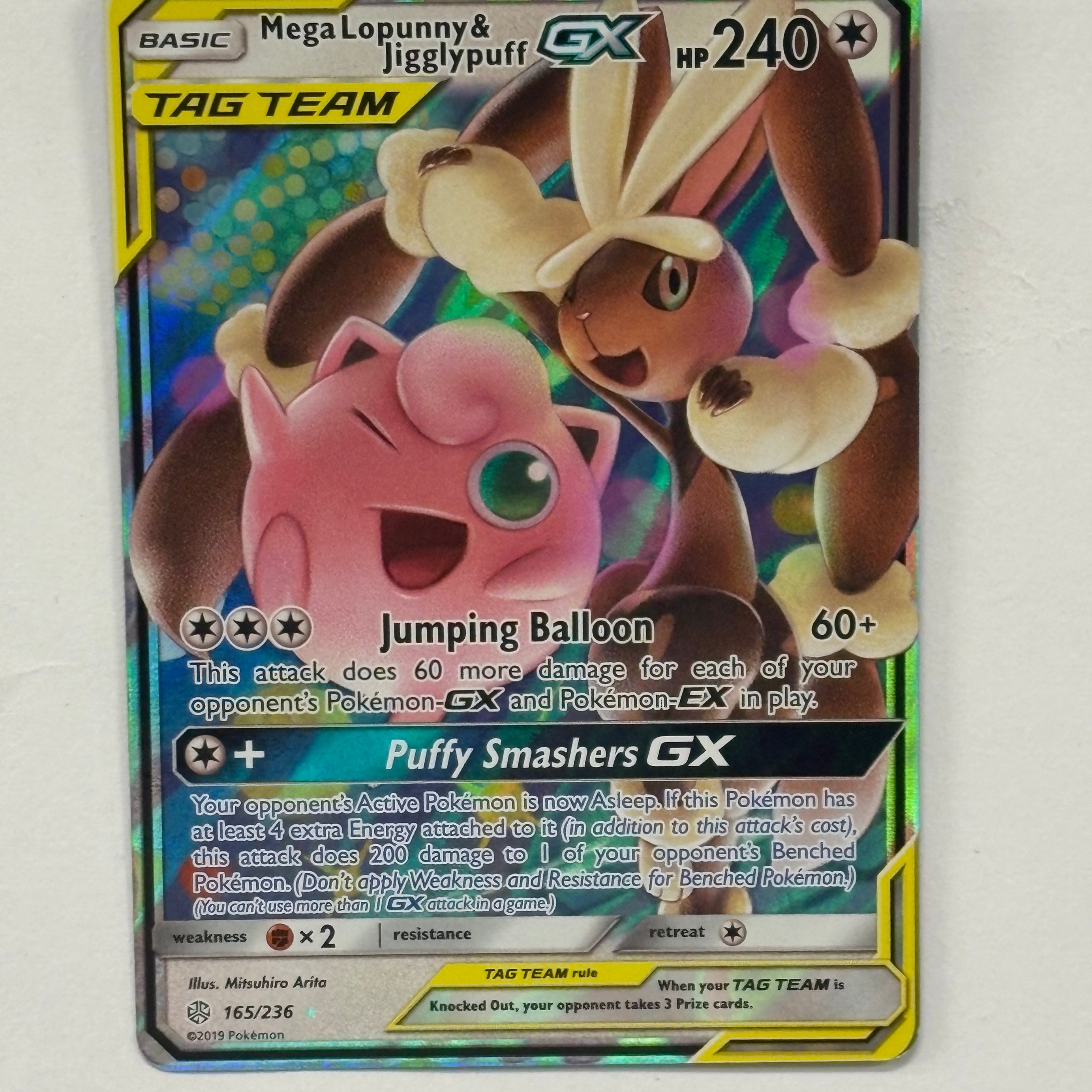 Pokémon TCG - Cosmic Eclipse Mega Lopunny & Jigglypuff GX Tag Team 165/236 NM