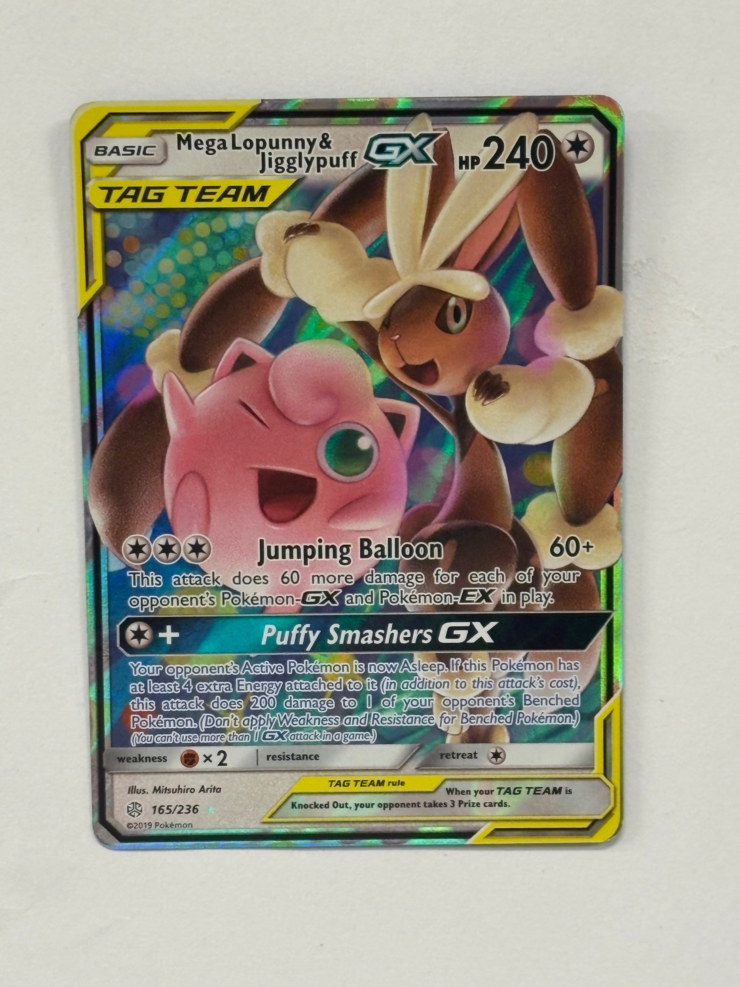 Pokémon TCG - Cosmic Eclipse Mega Lopunny & Jigglypuff GX Tag Team 165/236 NM