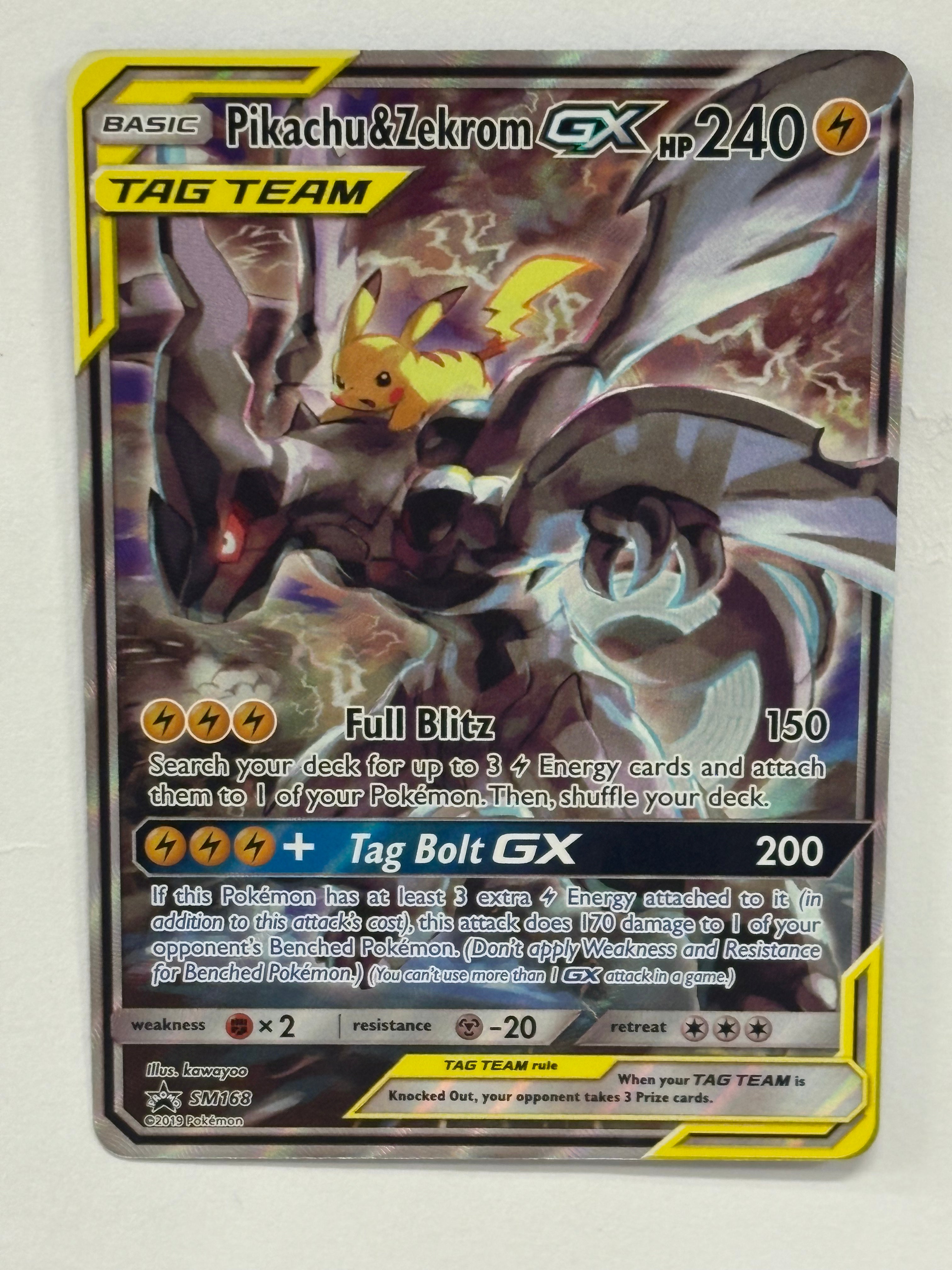 Pokémon TCG - Sun & Moon Promo Pikachu & Zekrom GX Tag Team SM168 NM