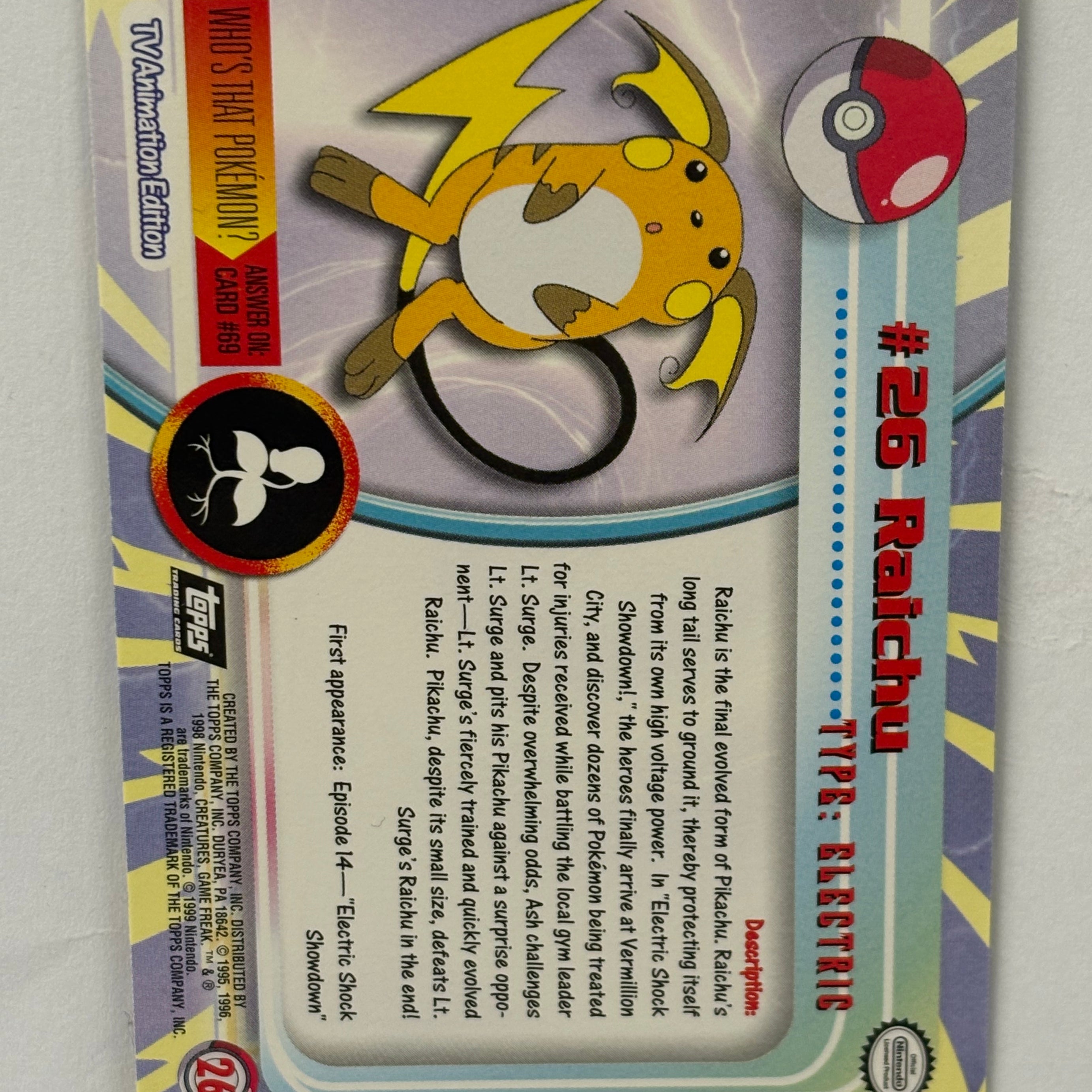 Pokémon TCG - TOPPS Raichu 26 Holo NM