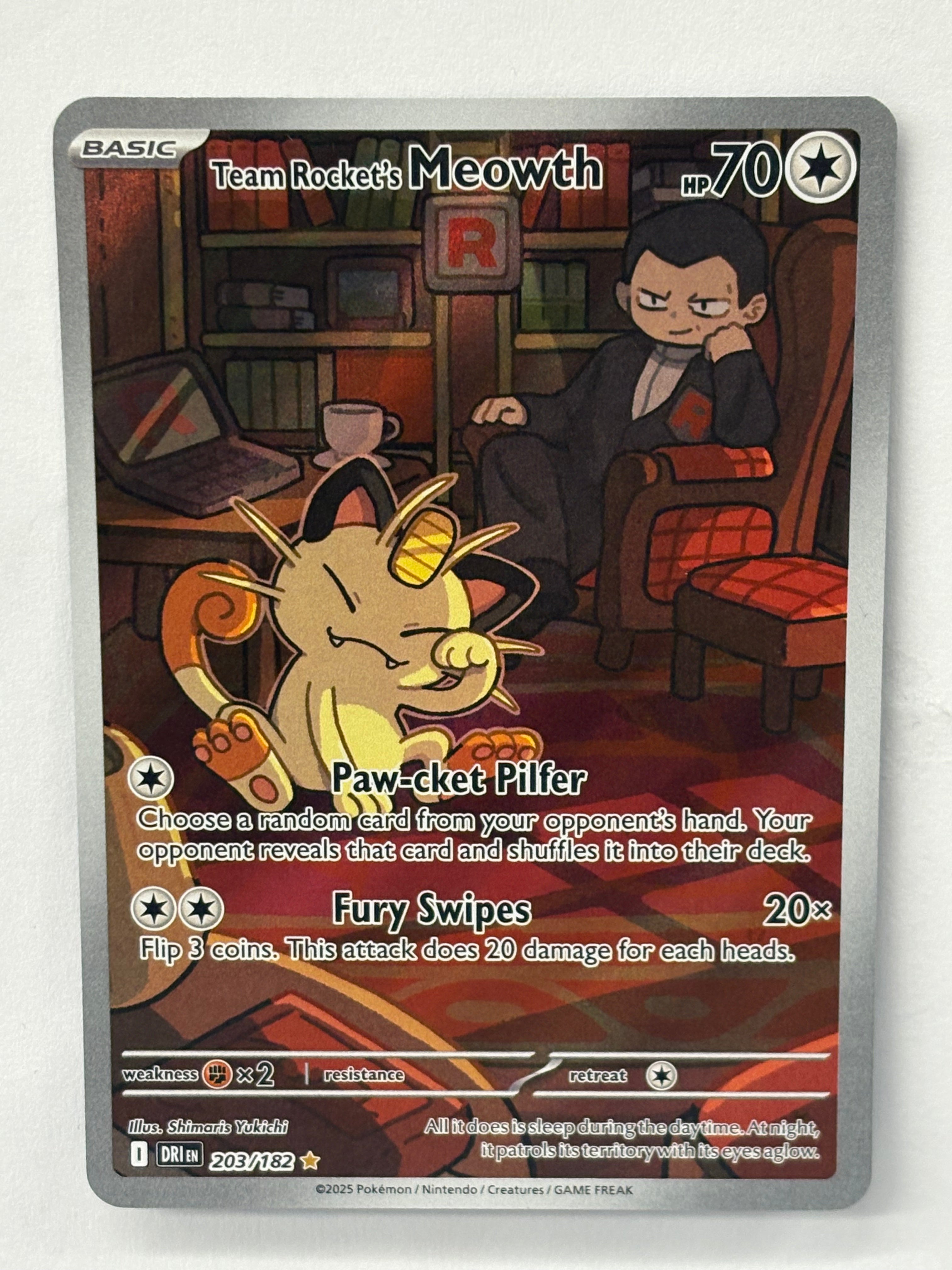 Pokémon TCG - Destined Rivals Team Rocket's Meowth 203/182 NM