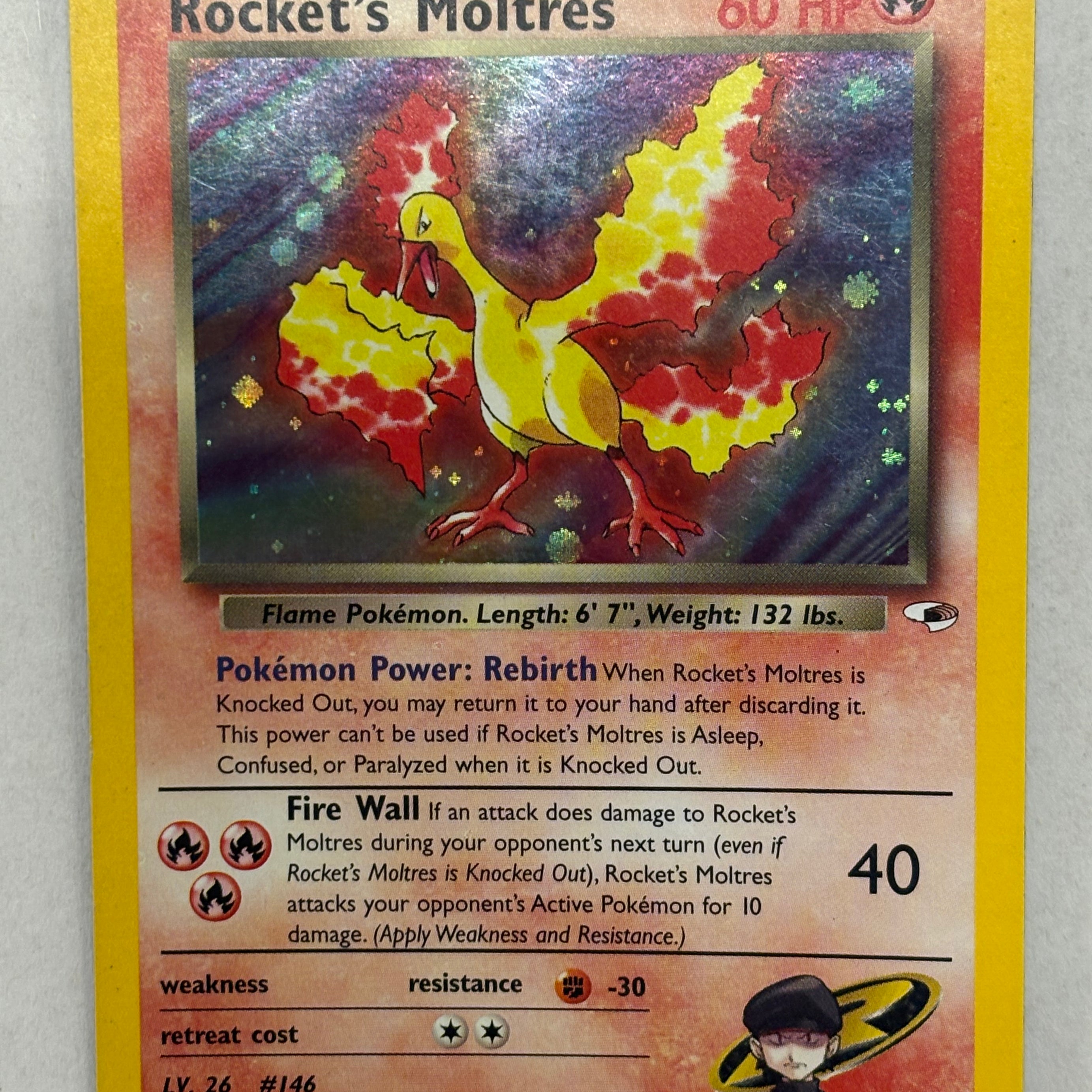 Pokémon TCG - Gym Heroes Unlimited Rocket’s Moltres (Holo) 12/132 LP
