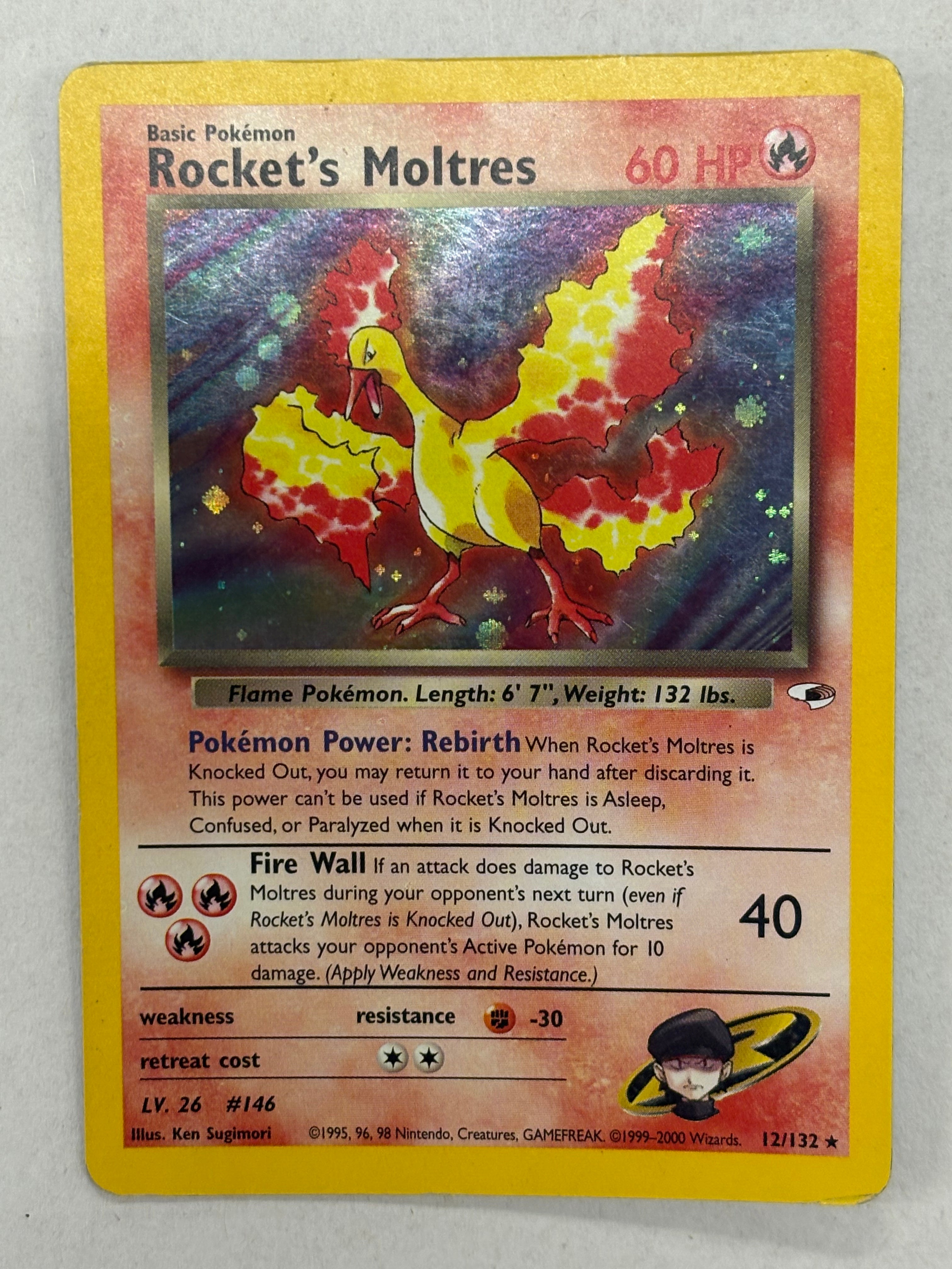 Pokémon TCG - Gym Heroes Unlimited Rocket’s Moltres (Holo) 12/132 LP