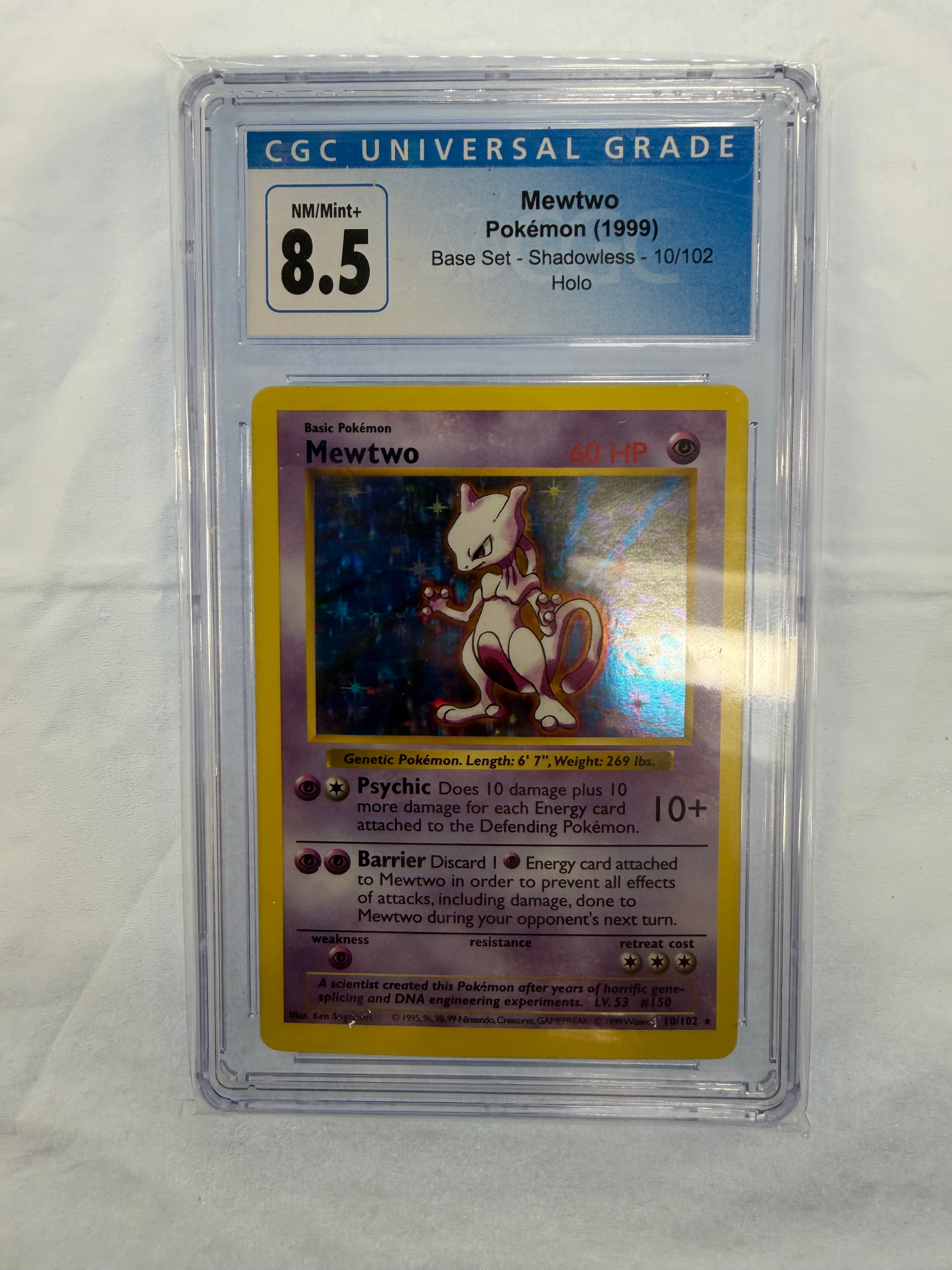 Pokémon TCG - CGC NM/Mint+ 8.5 Base Set Shadowless Mewtwo 10/102