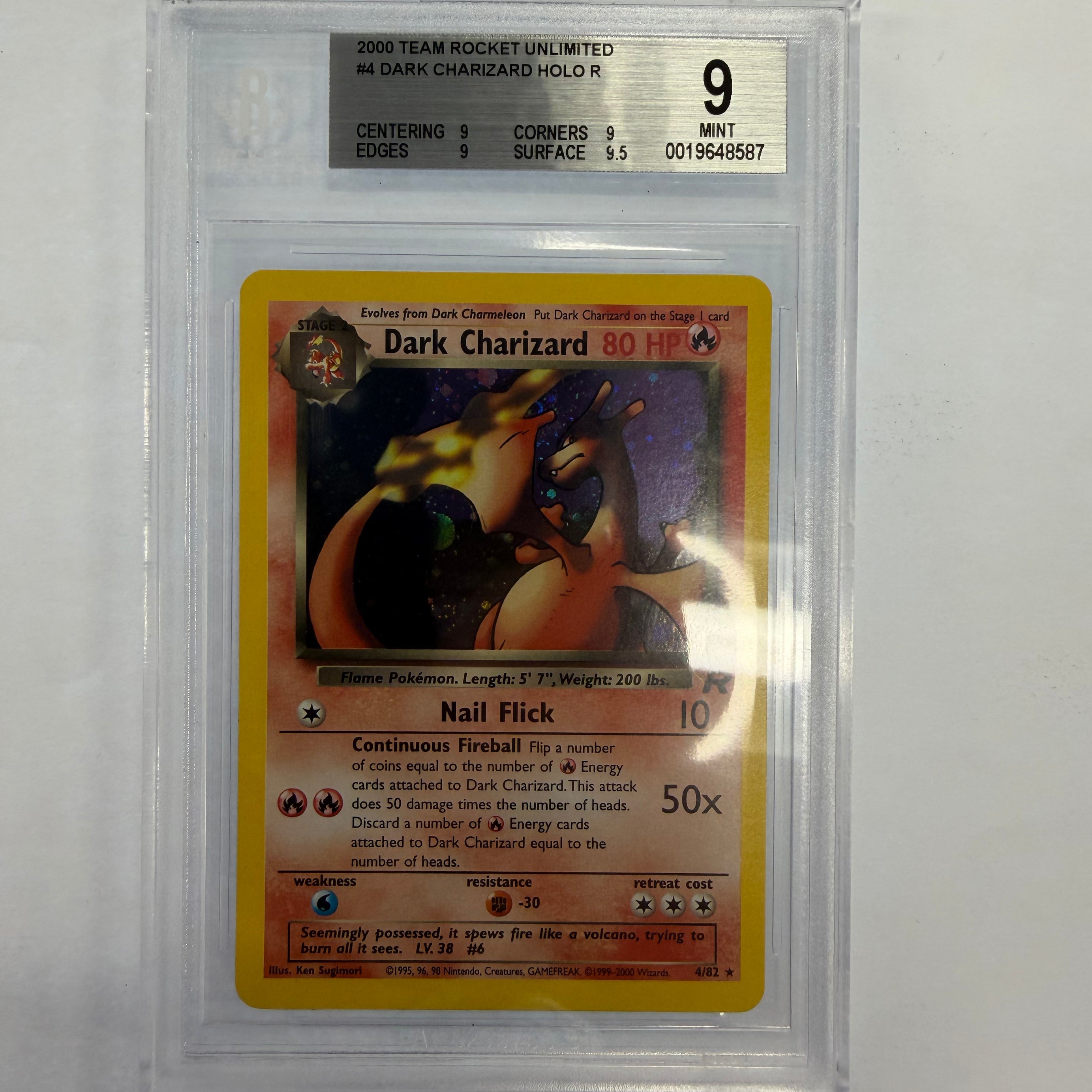 Pokémon TCG - Beckett Mint 9 Team Rocket Unlimited Dark Charizard 4/82 Holo