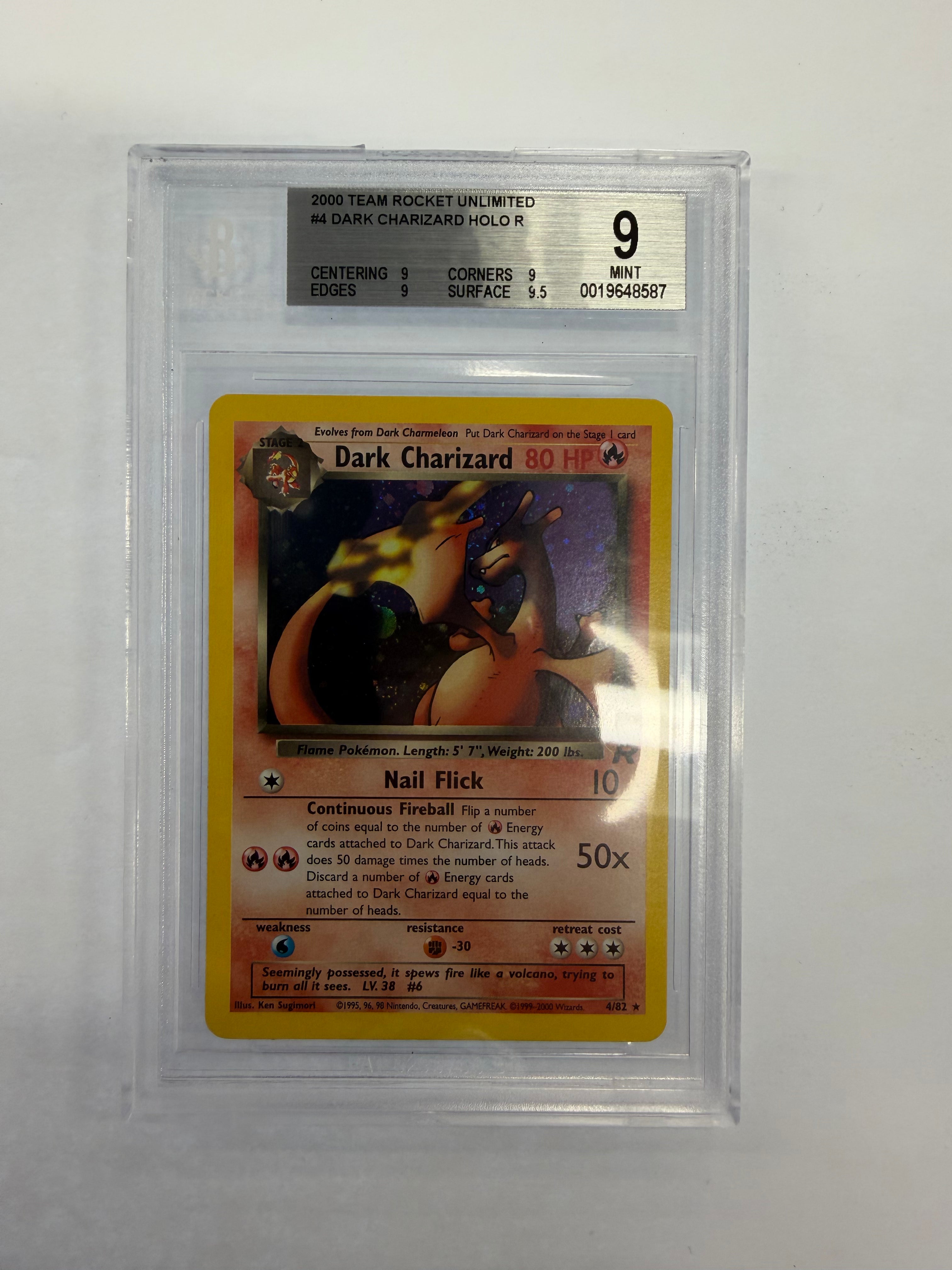 Pokémon TCG - Beckett Mint 9 Team Rocket Unlimited Dark Charizard 4/82 Holo