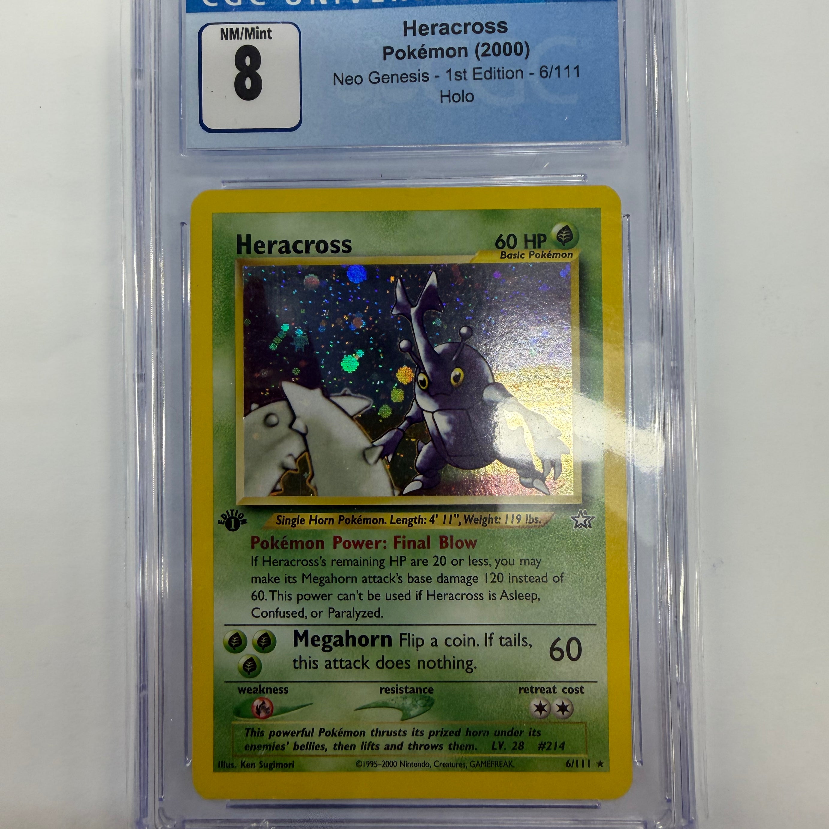 Pokemon TCG - CGC NM/Mint 8 Neo Genesis 1st Edition Heracross 55/11 Holo