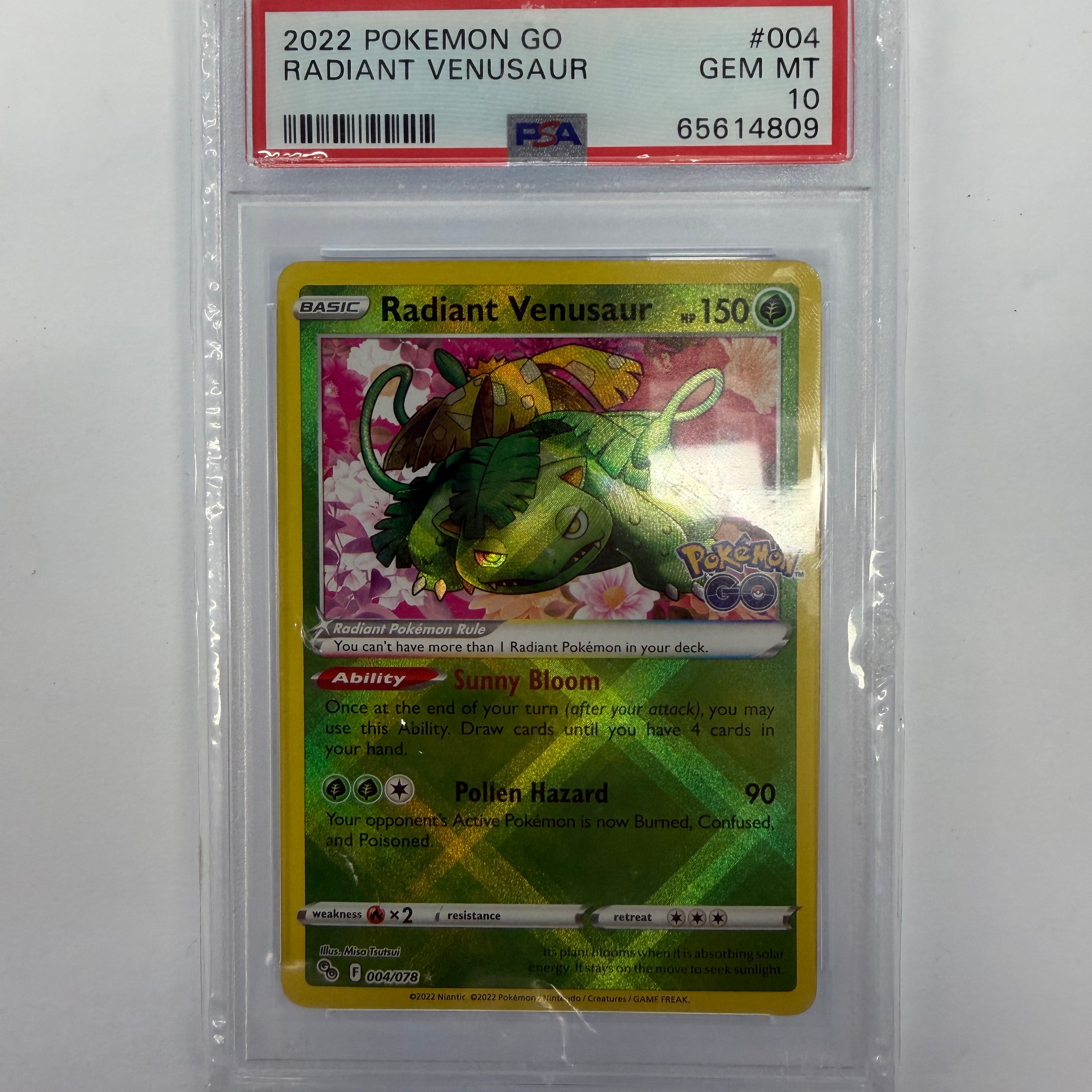 Pokémon TCG - PSA Gem MT 10 Pokémon Go Radiant Venusaur 004/078