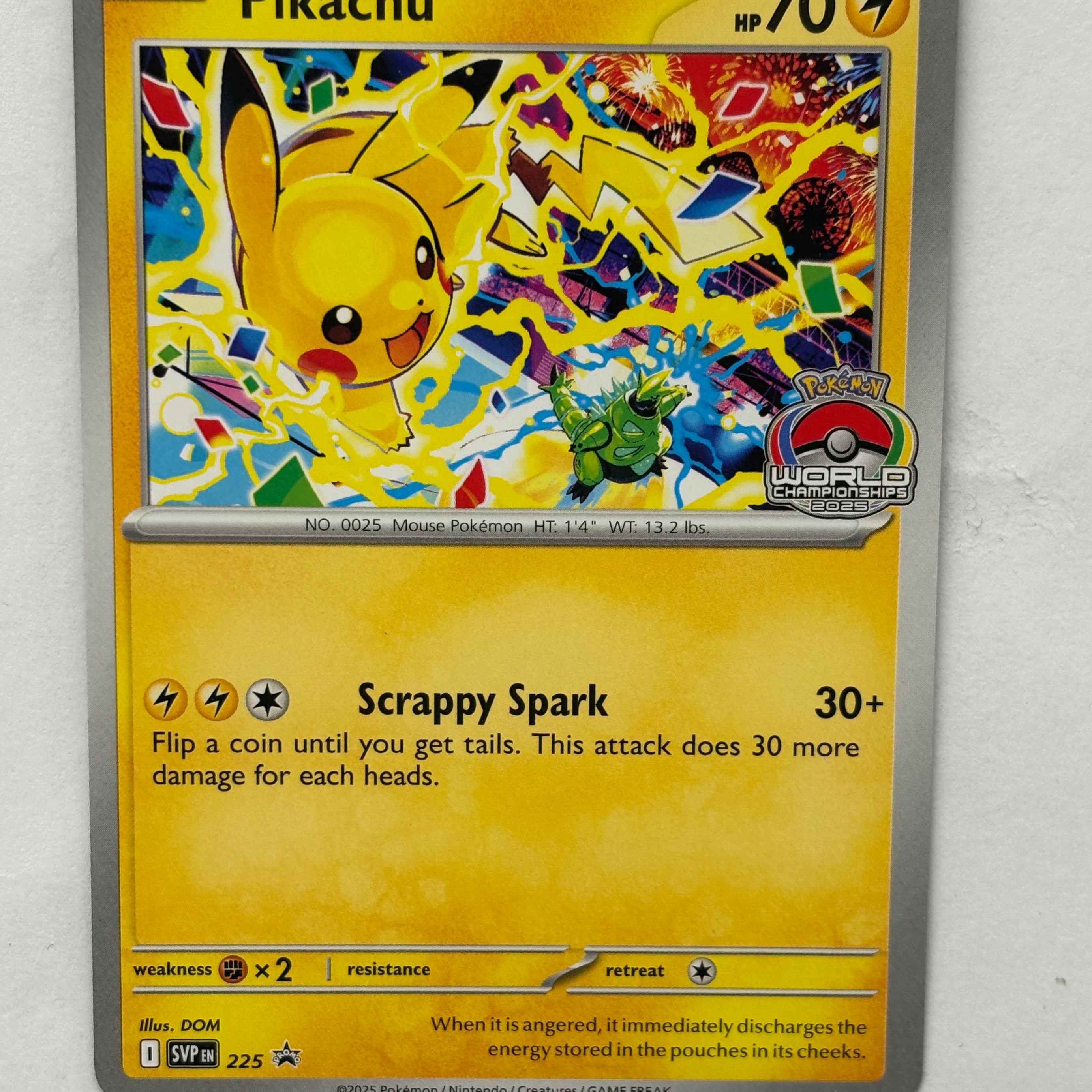 Pokémon TCG - Scarlet & Violet Promo Cards Pikachu 225 World Championships 2025 NM