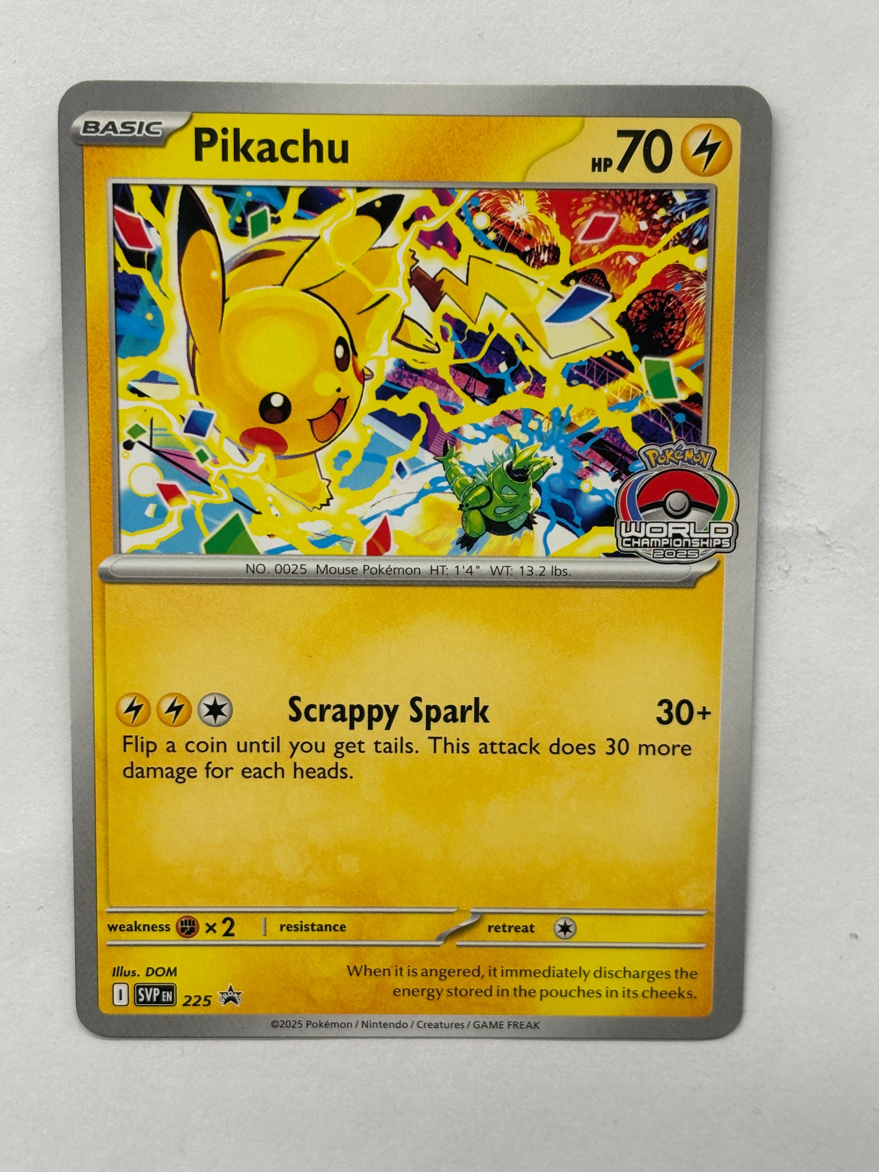 Pokémon TCG - Scarlet & Violet Promo Cards Pikachu 225 World Championships 2025 NM