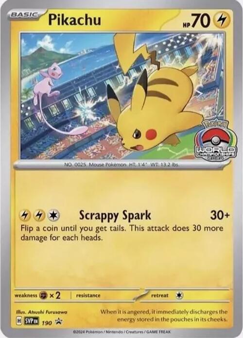 Pokémon TCG - Scarlet & Violet Promo Cards Pikachu 190 World Championships 2024 NM