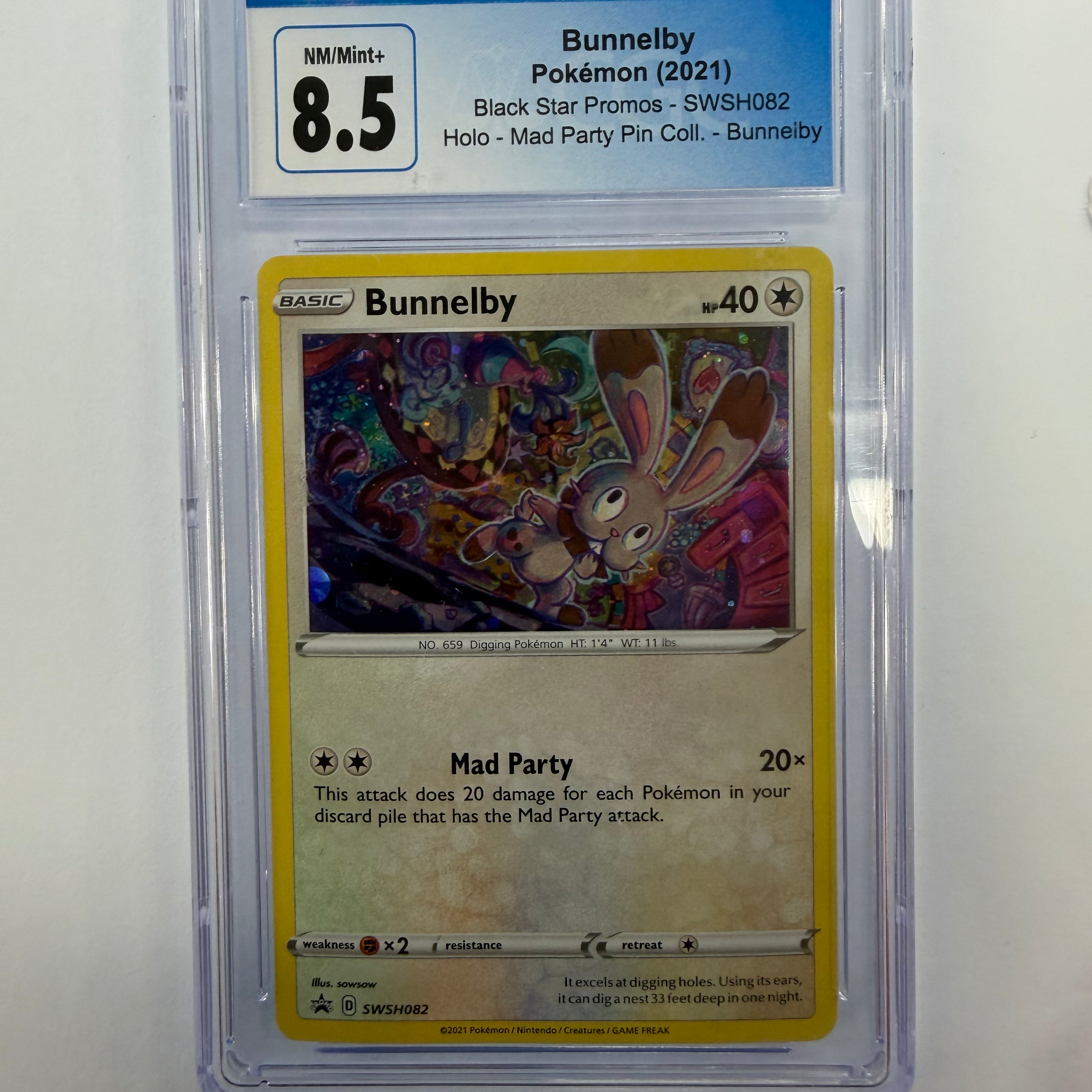 Pokémon TCG - CGC NM/Mint 8.5 Black Star Promos Bunnelby SWSH082 Holo