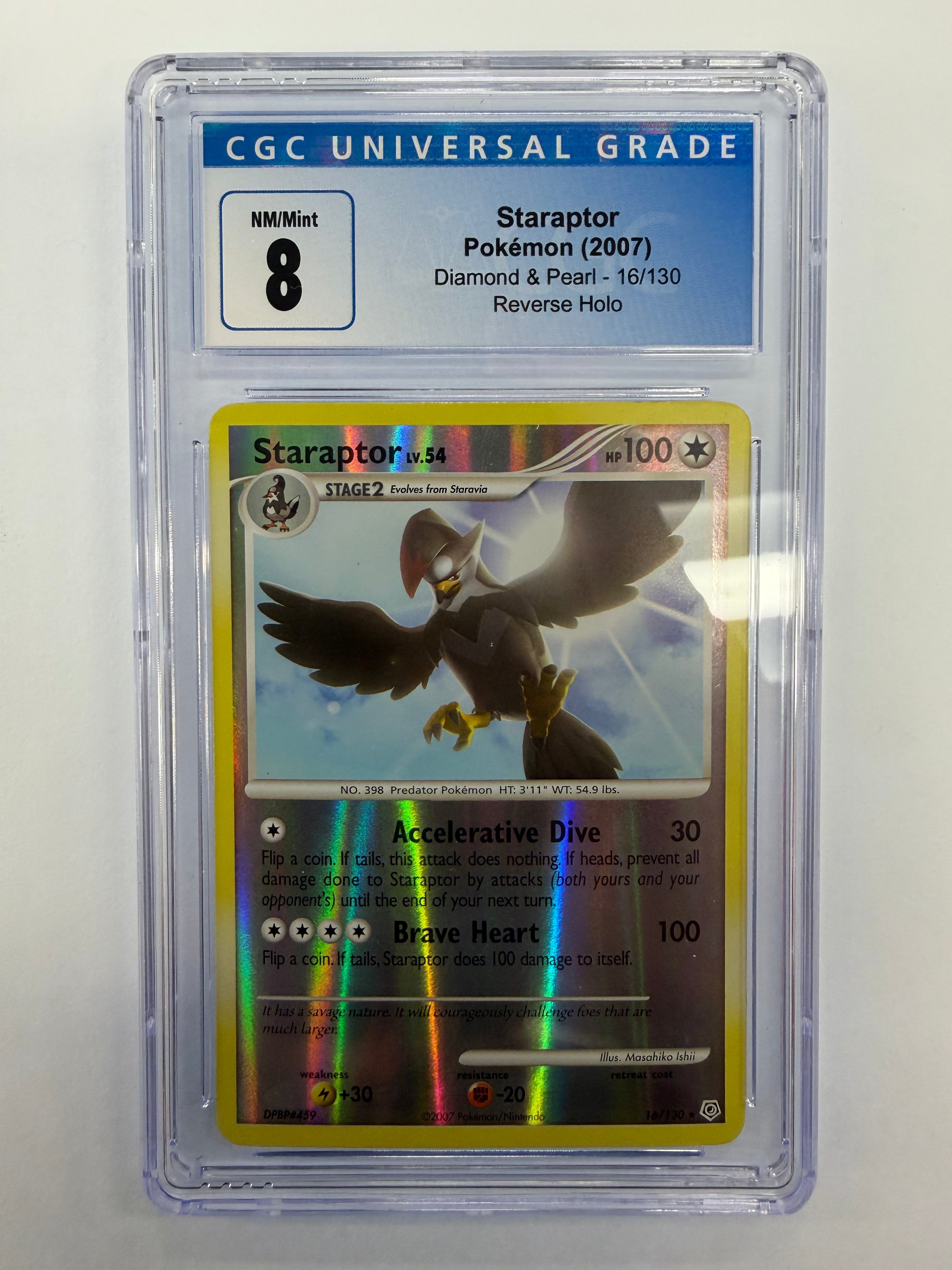 Pokémon TCG - CGC NM/Mint 8 Diamond & Pearl Staraptor 16/130 Reverse Holo