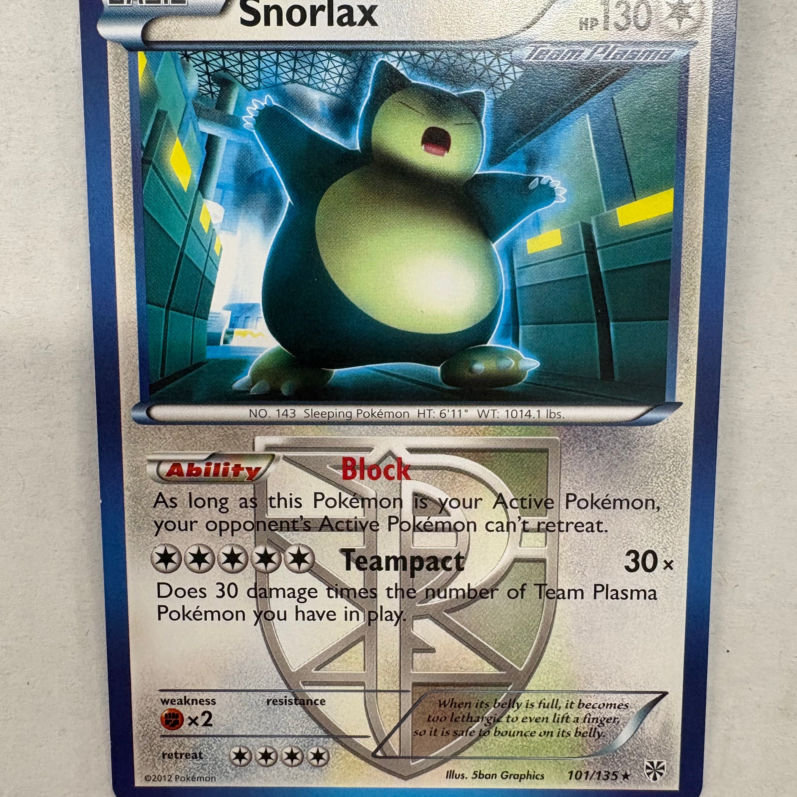 Pokémon TCG - Plasma Storm Snorlax 101/135 NM